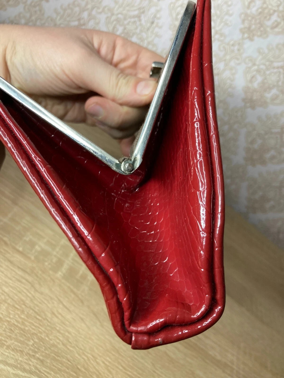 Vintage red patent leather evening bag, handbag. Clutch Bag