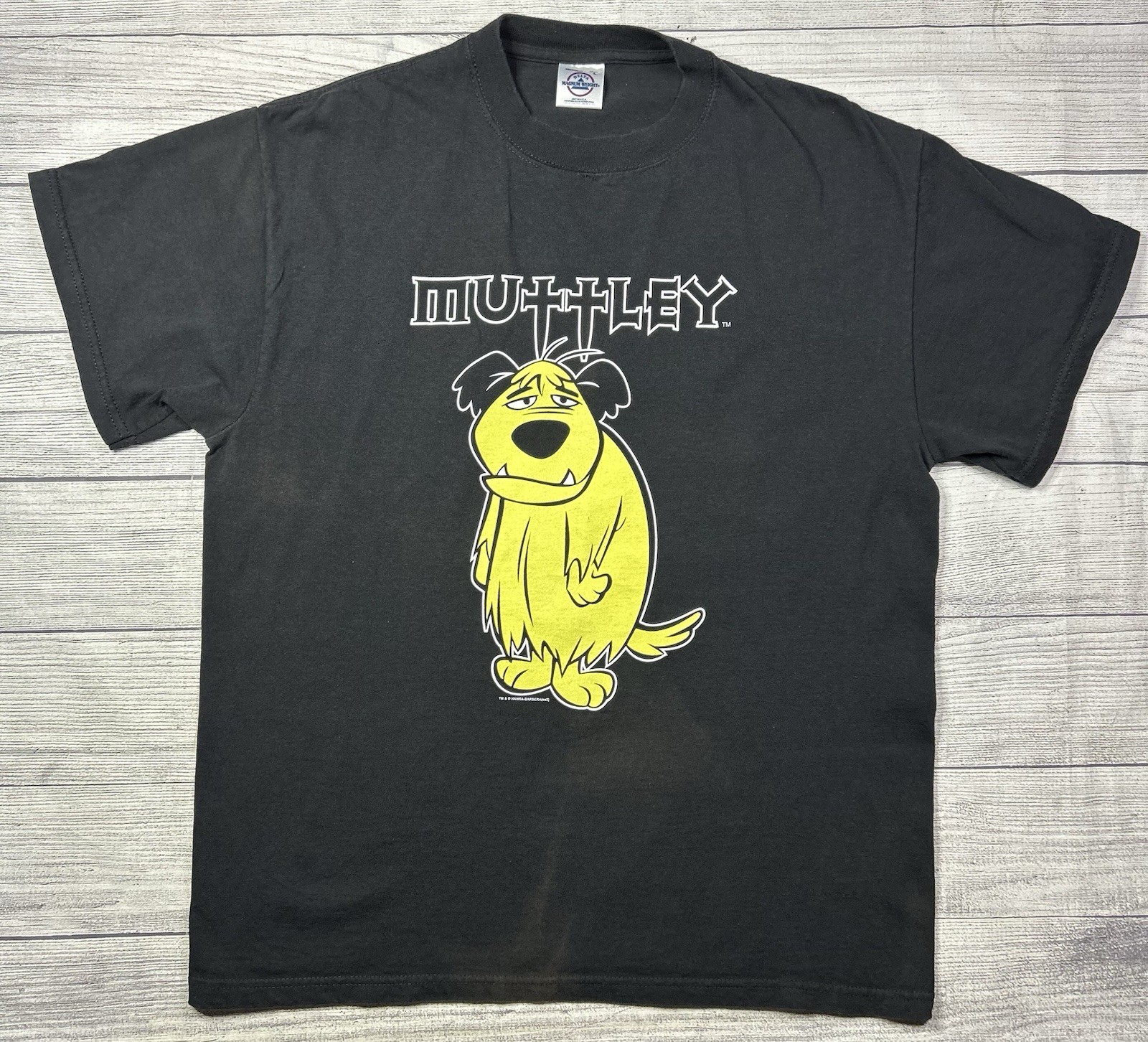 Vintage Muttley Hanna Barbera Delta Magnum Weight T Shirt Mens L Black Cartoon
