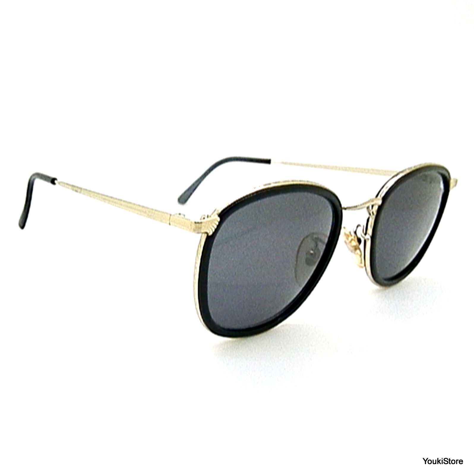 VINTAGE 80′ Gold/Black Grey Lenses Metal Sunglasses Salice
