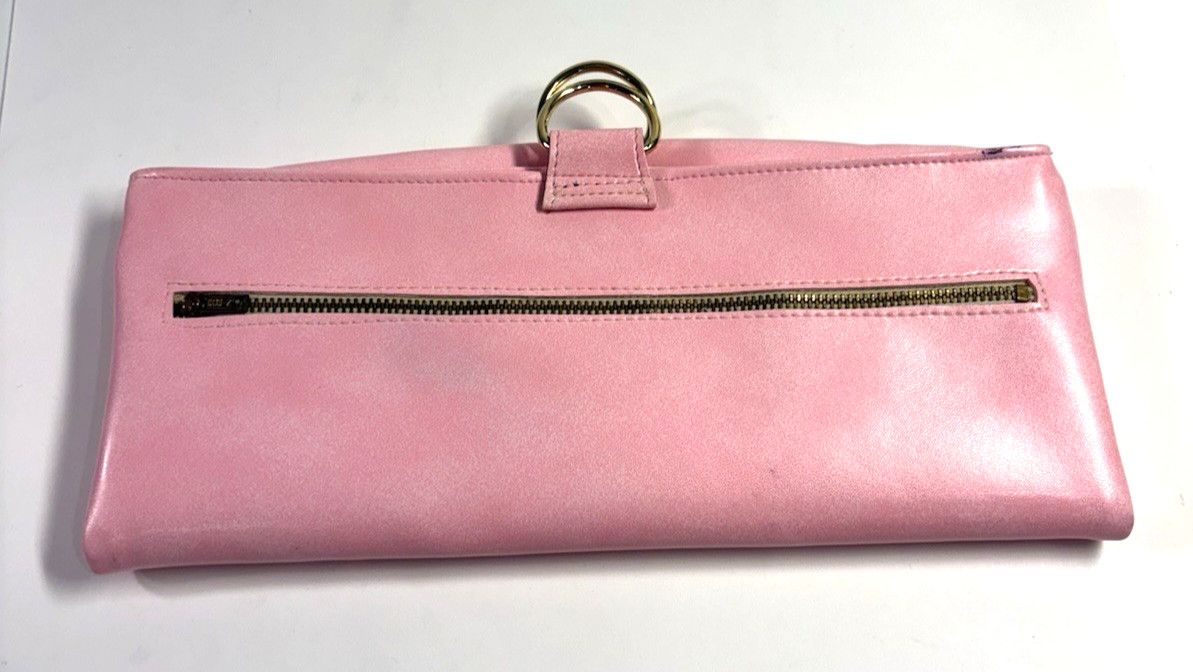 Vintage Pink Fold Over Clutch Vinyl Purse 1960s Handbag St. Thomas Faux Leather
