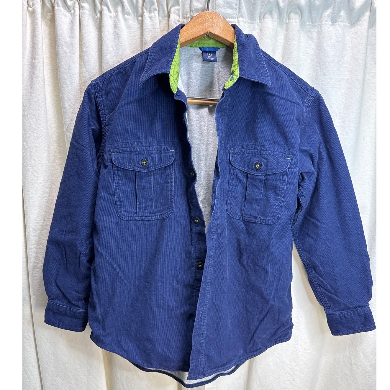 GAP Vintage Navy Blue Corduroy Lined Button-Up Shirt Shacket Boy’s Size 10