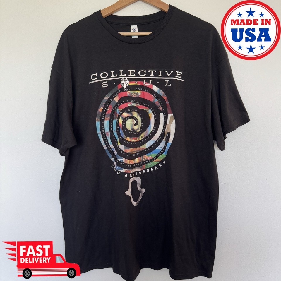 Collective Soul Official 30th Anniversary Tour Black Full Size Shirt 4F783