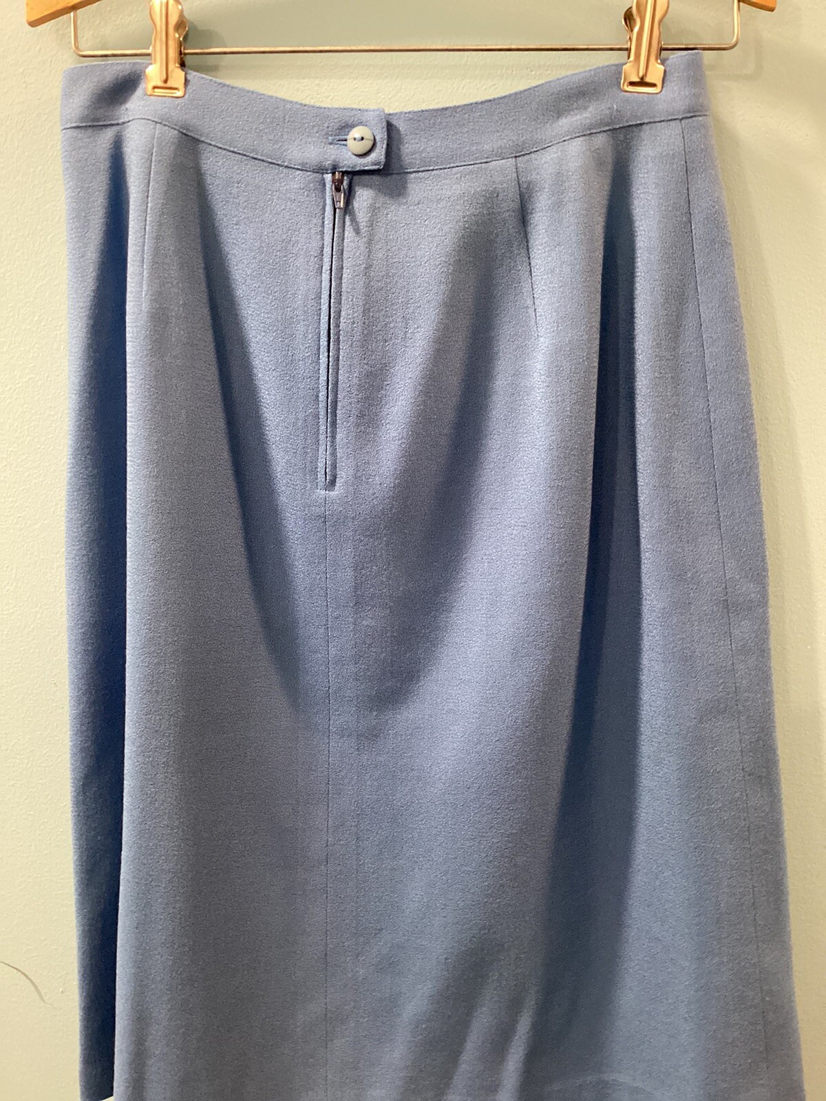 Vintage Blue Skirt Suit Herbert Grossman Cynthia Sobel Wool Sz 10