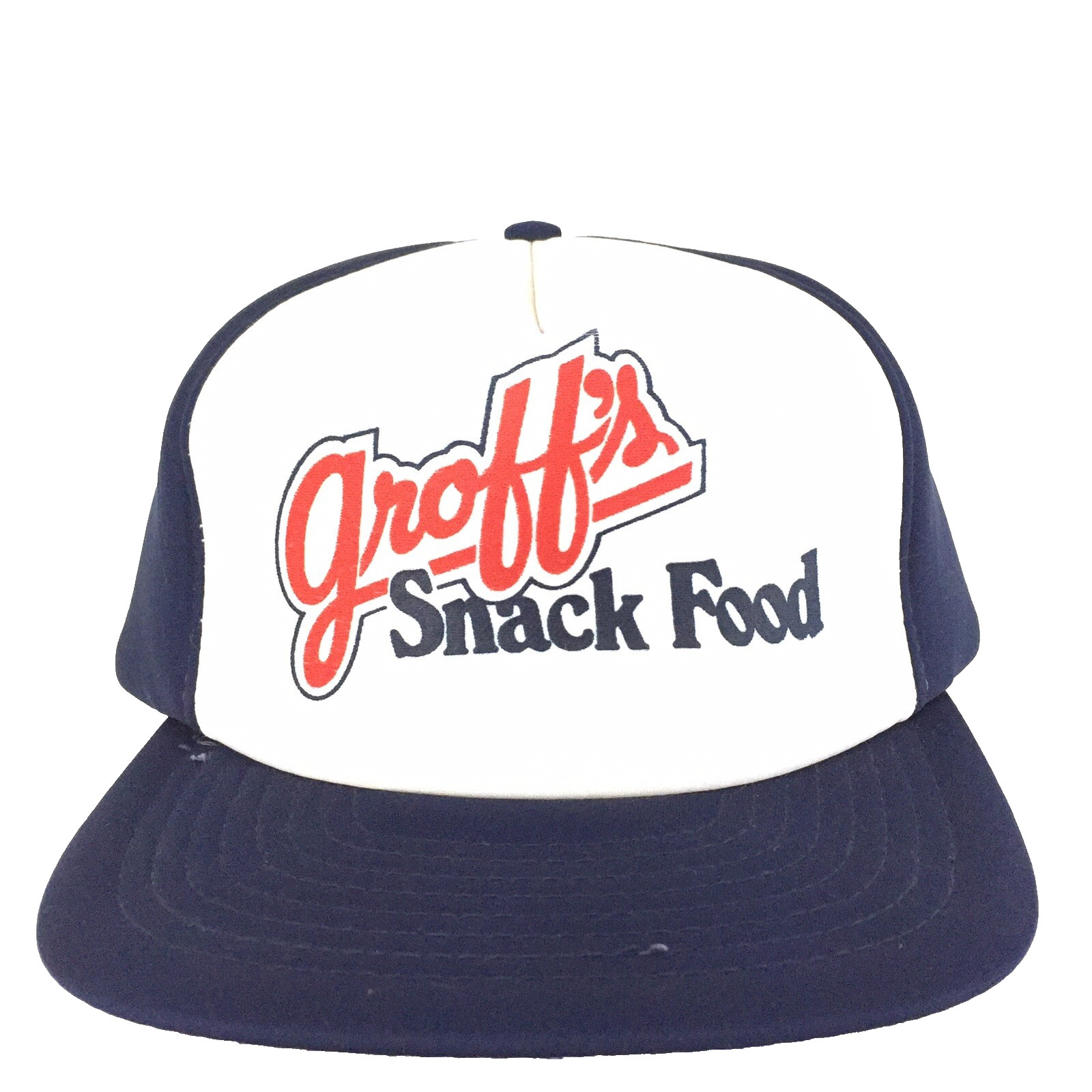 Vtg Groffs Snack Food Hat Logo Foam Snap Back Trucker Baseball Adjustable Cap