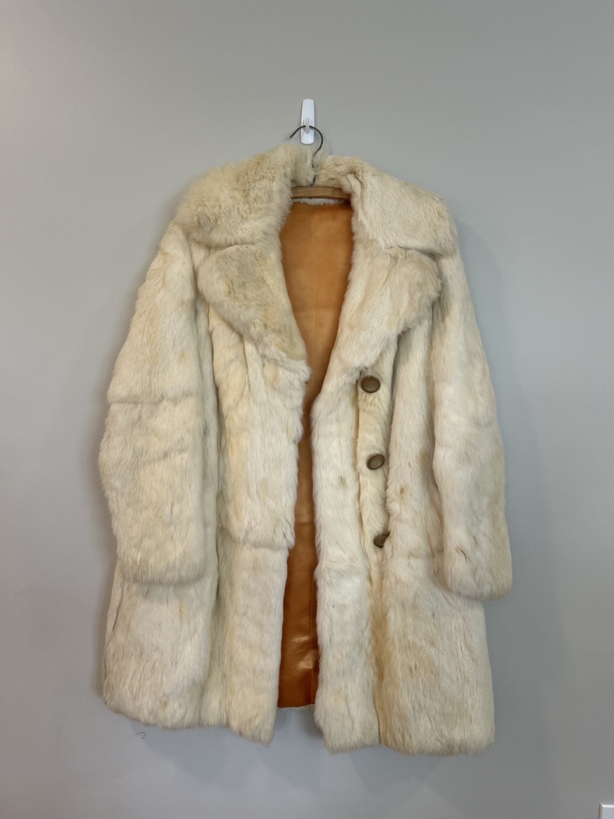 Vintage Genuine Ermine Mid Length Fur Evening Coat White / Blonde 1950s