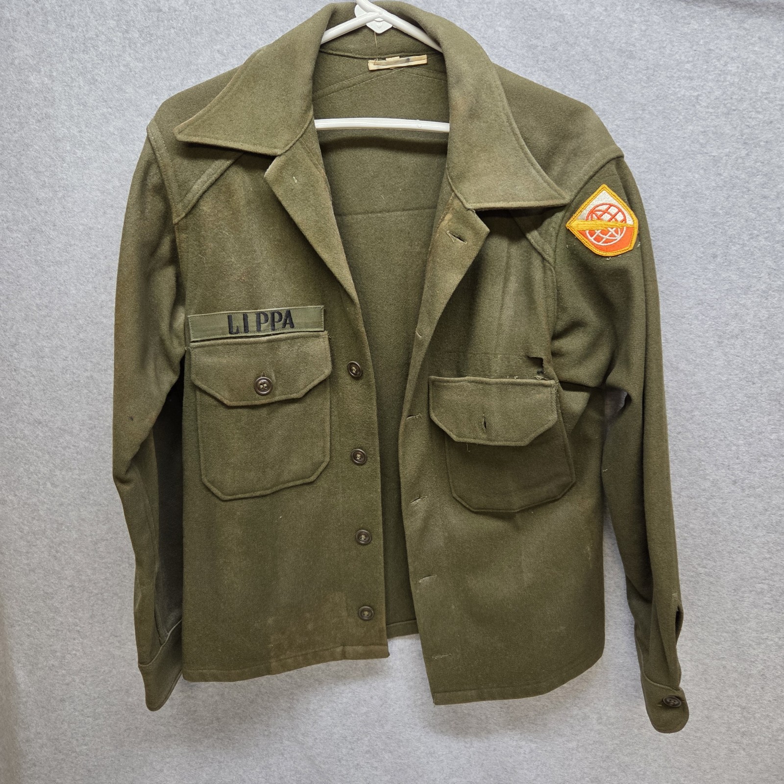 1960s US Army Shirt Mens X-Large Olive Green Thick Wool Field OG-108 Military