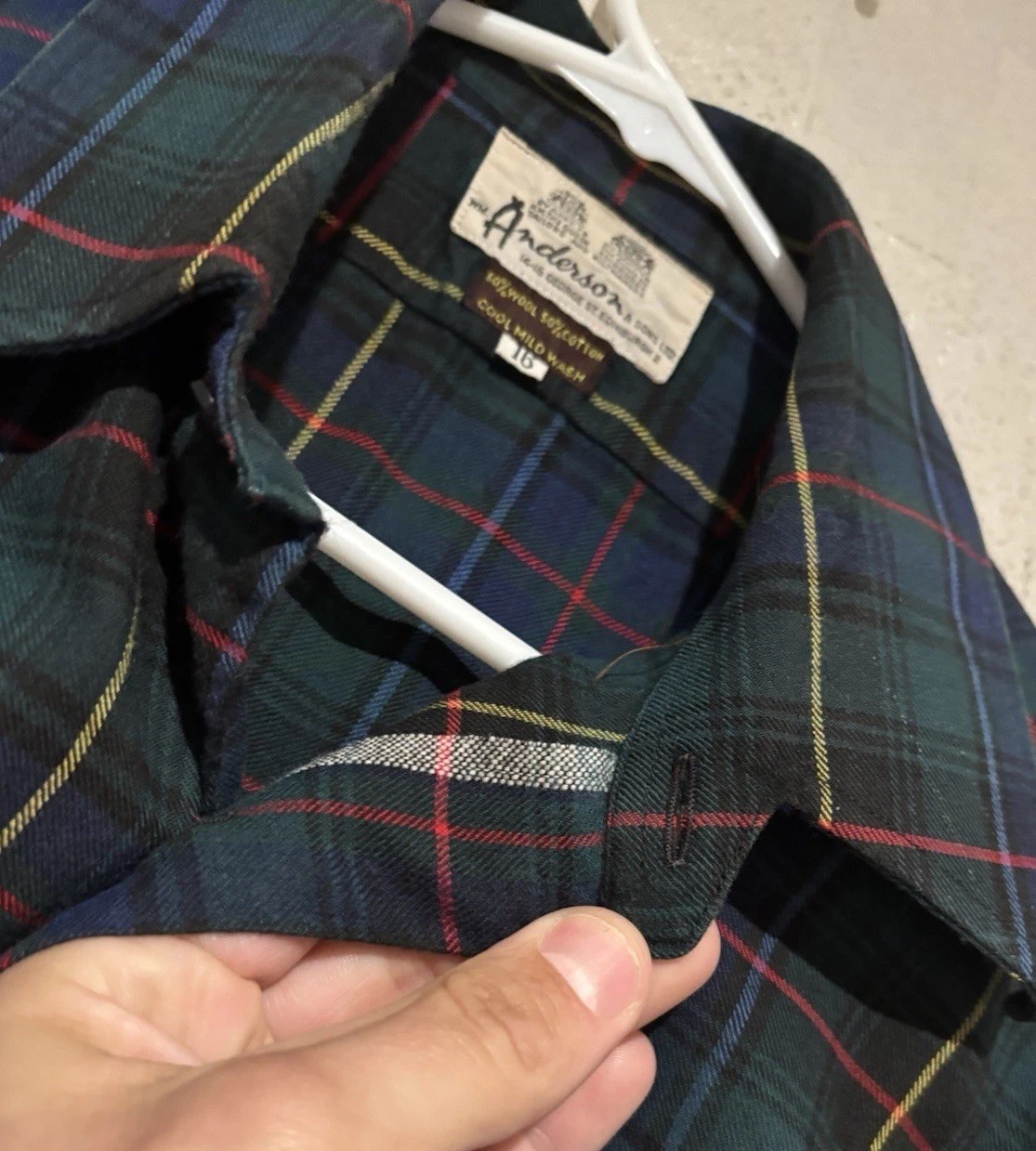 Vtg 60’s Selvedge Tartan Button Up Shirt Wool Blend Kinloch Anderson Men’s 16
