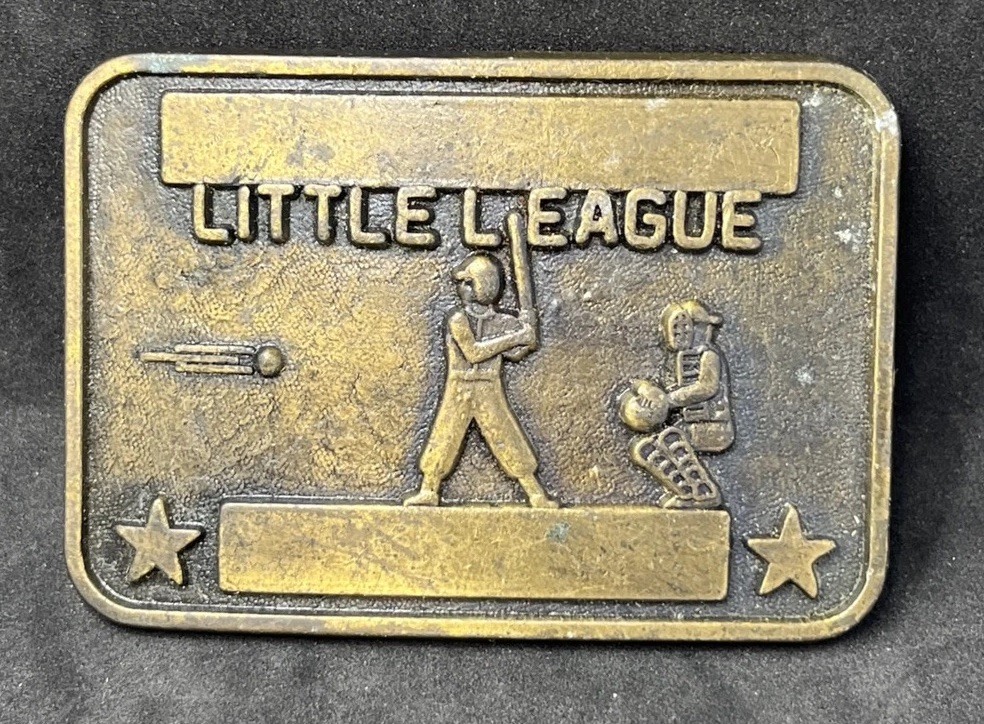 VINTAGE 1970s **LITTLE LEAGUE BASEBALL** BELT BUCKLE Brass
