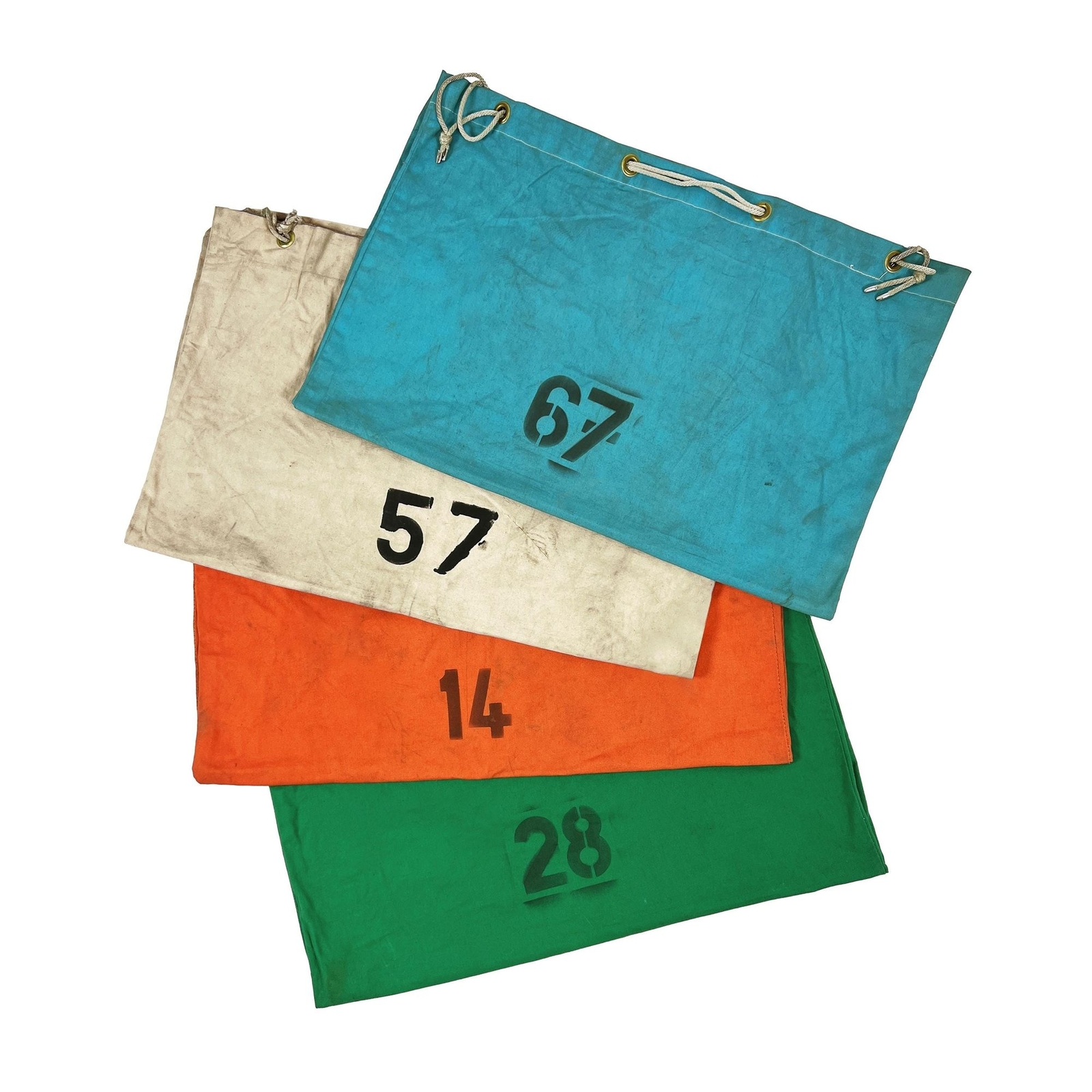 Vintage 1990s Large Industrial Canvas Numbered Mail Sack Bag – Assorted Colors