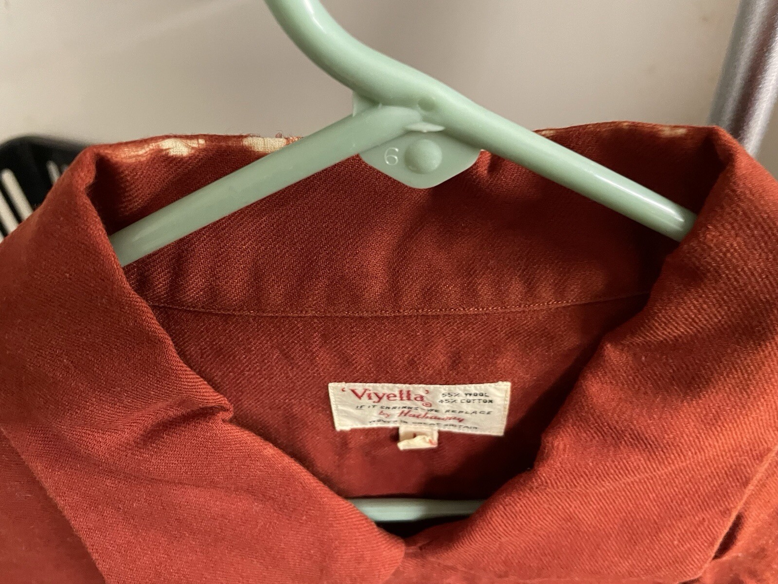 AUTUMN ORANGE COMFY 50s 😍 Vintage VIYELLA HATHAWAY LOOP COLLAR ROCKABILLY Shirt