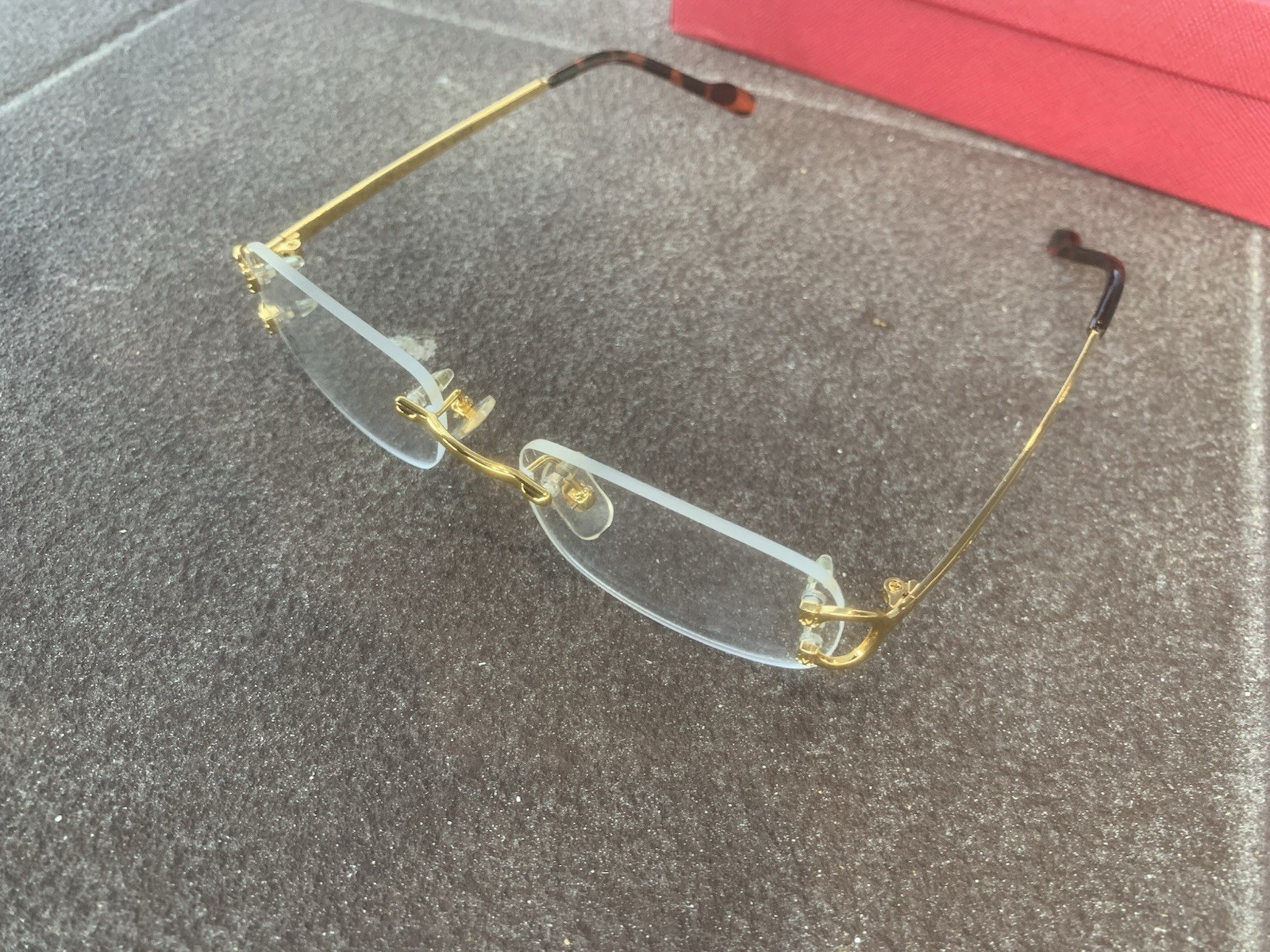 Vintage CARTIER C Decor 53mm Gold Rimless Glasses Eyeglasses