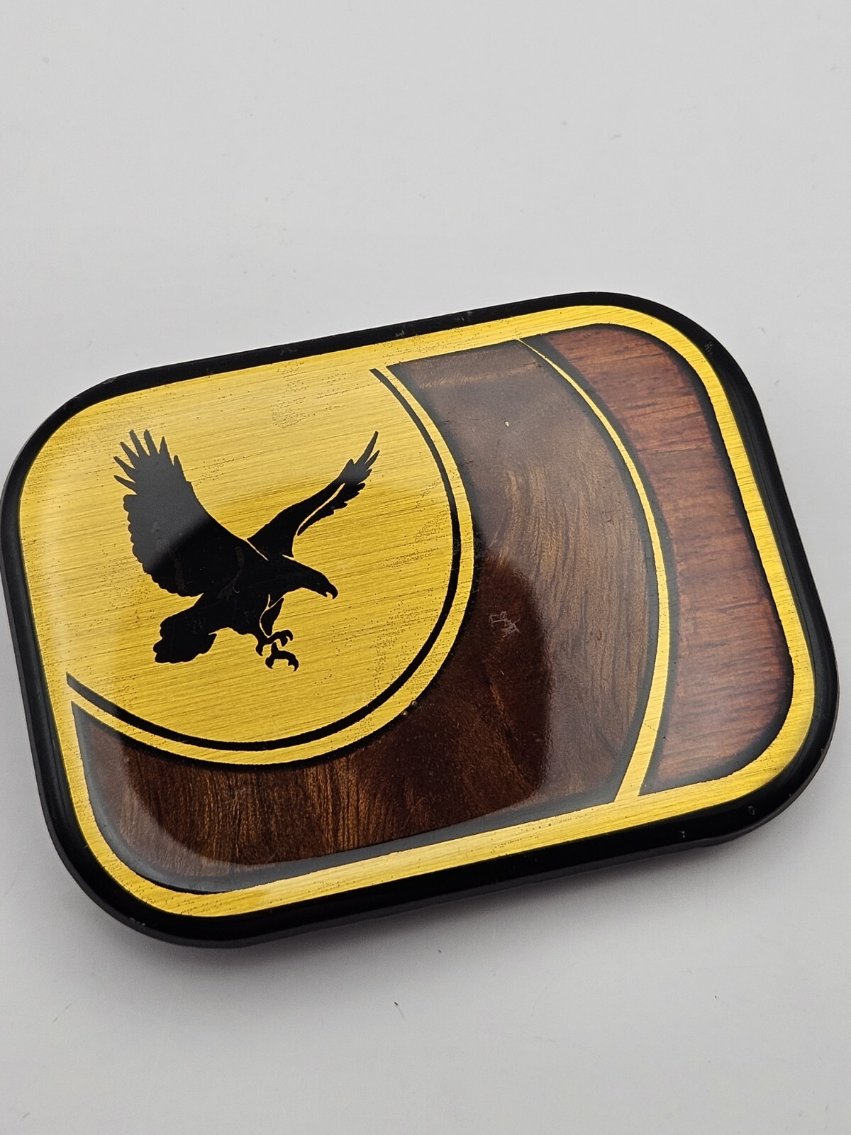 Harmony Design Belt Buckle Colorado USA Inlaid Wood Eagle