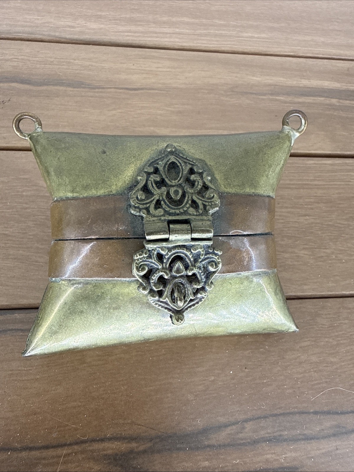 Art Deco Metal Pillow Purse 1920s 1930s Brass & Copper Handbag Velvet Lining