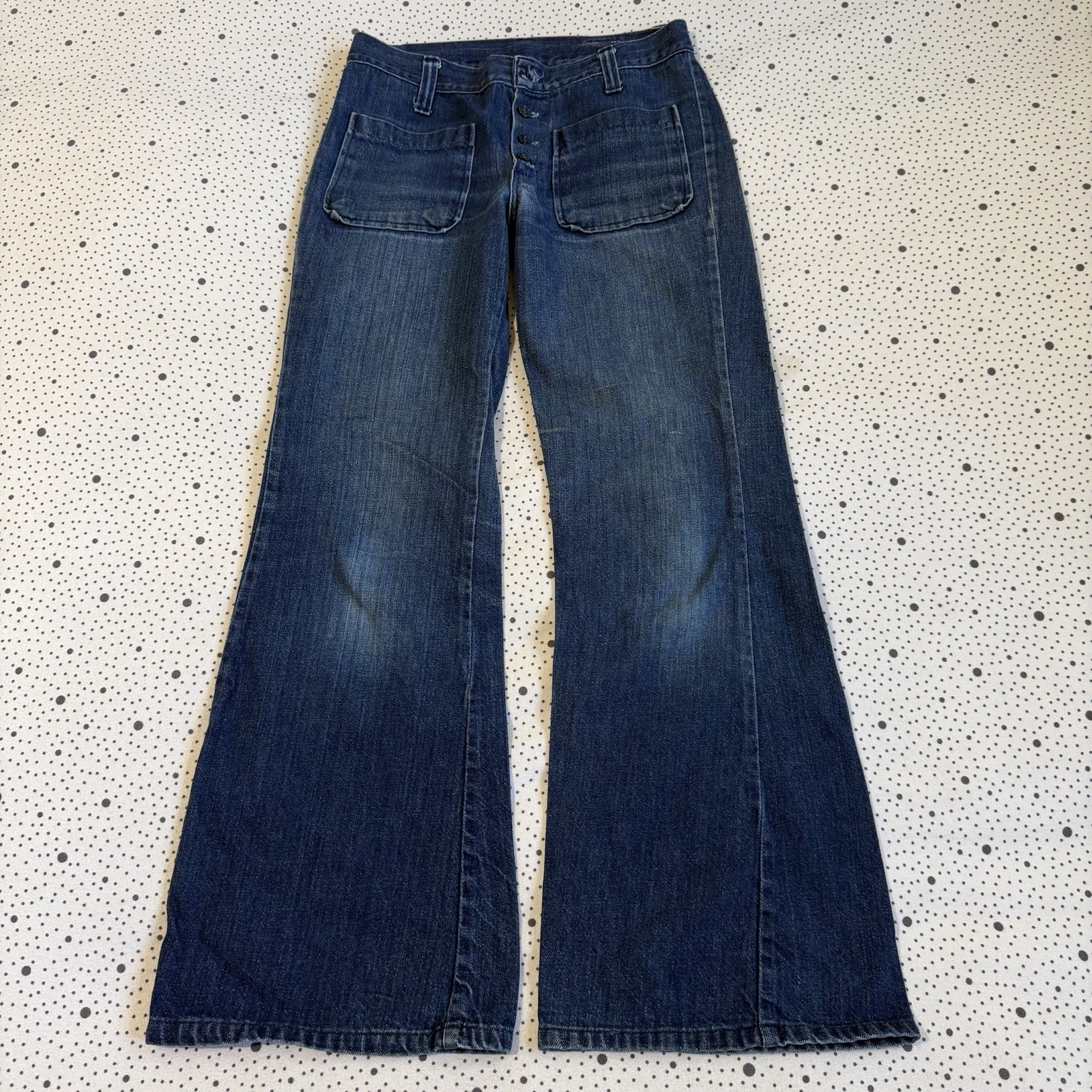 Vintage 1970s Sears Jr. Bazaar Jeans Girl’s 11 Flare Sailor Button Fly Patch