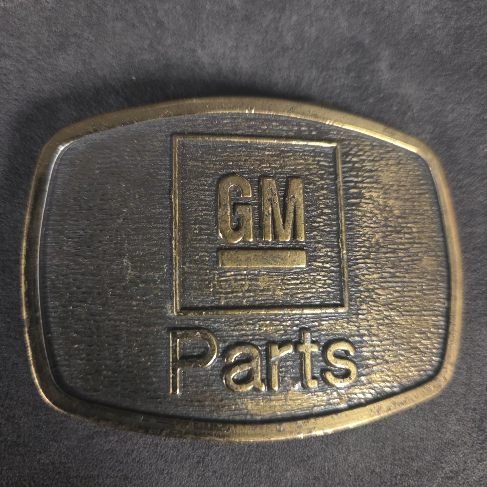 Vintage GM Parts Belt Buckle General Motors Dealer Employee Brass Tone
