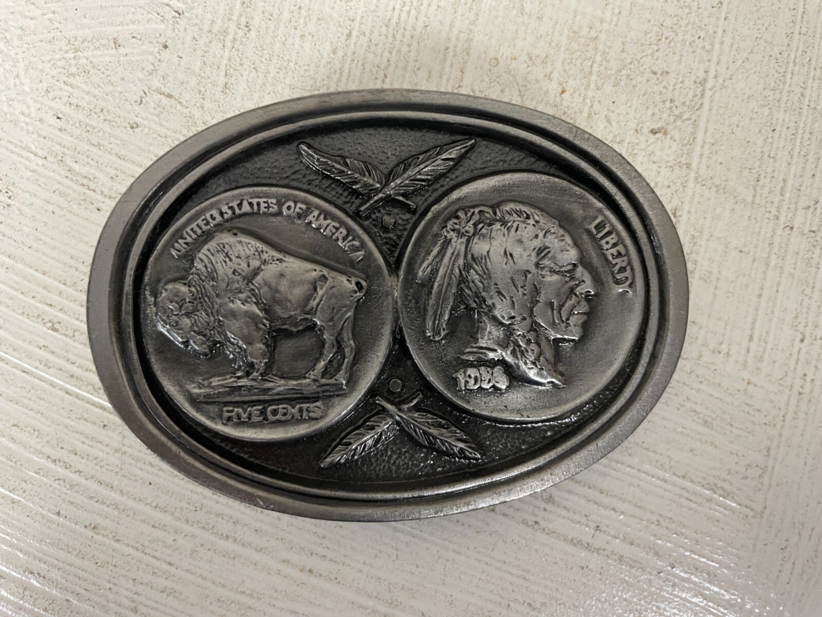 Buckles of America BA 107 Buffalo Five Cents Liberty USA Oval Belt Buckle