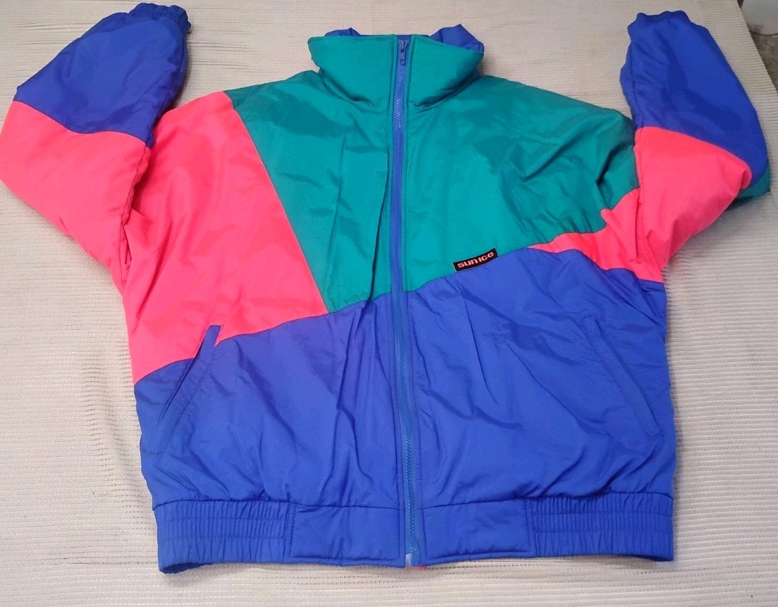 Vintage 90’s Sun Ice Dura Tech Blue Pink Ski Jacket Winter Coat Mens X 46