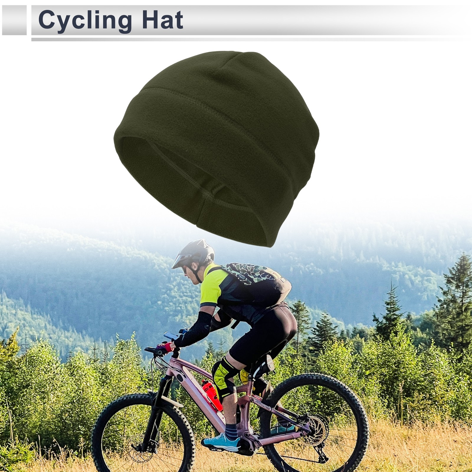Cycling Hat Keep Warm Ear Protection Green 27x18cm One Size 1 Pc