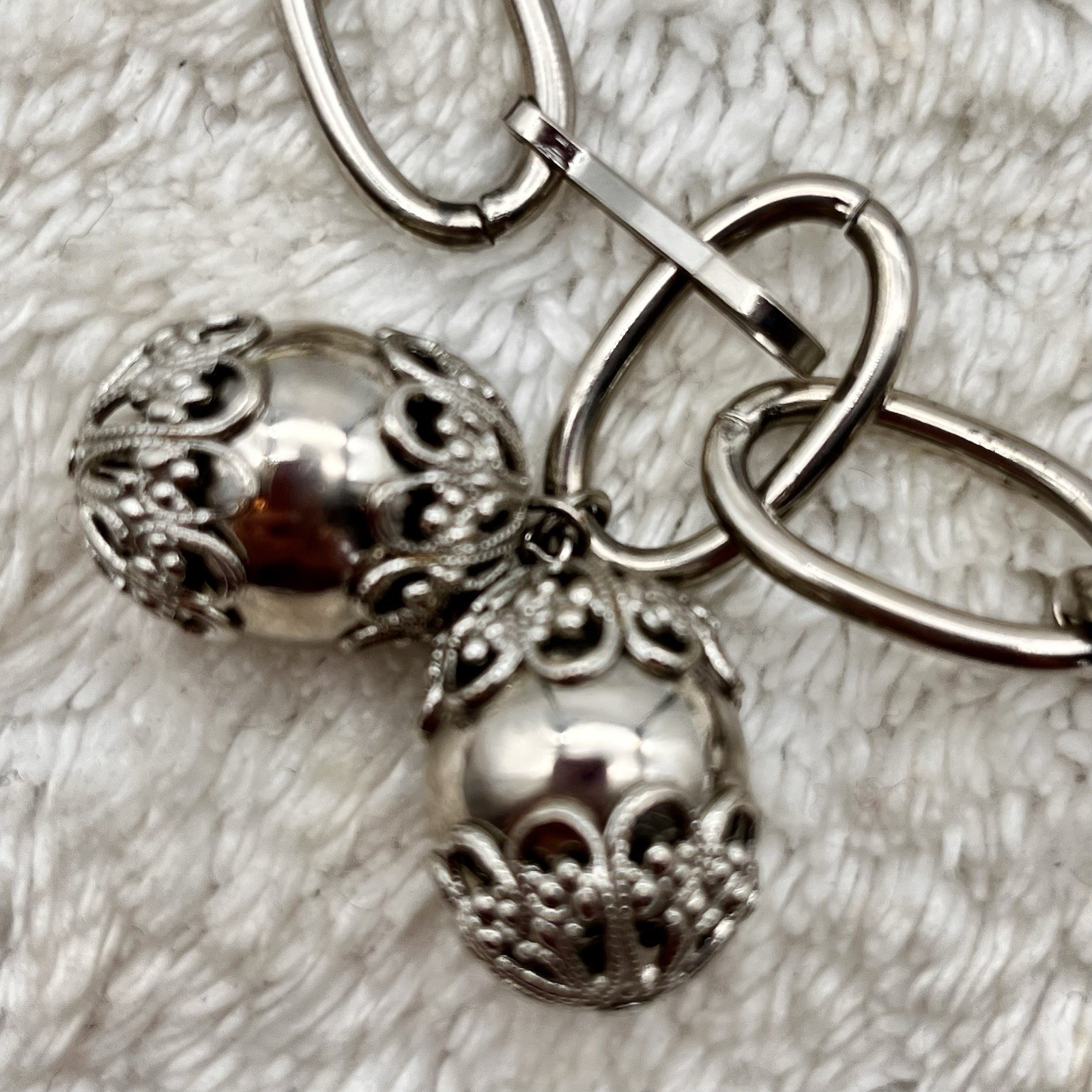 Vintage Chain Belt Silver Tone Ball Dangles 36″