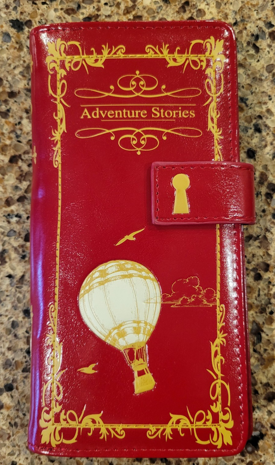 Shag Wear Zipper Wallet Adventure Stories Hot Air Balloon NEW Red Gold Shagwear