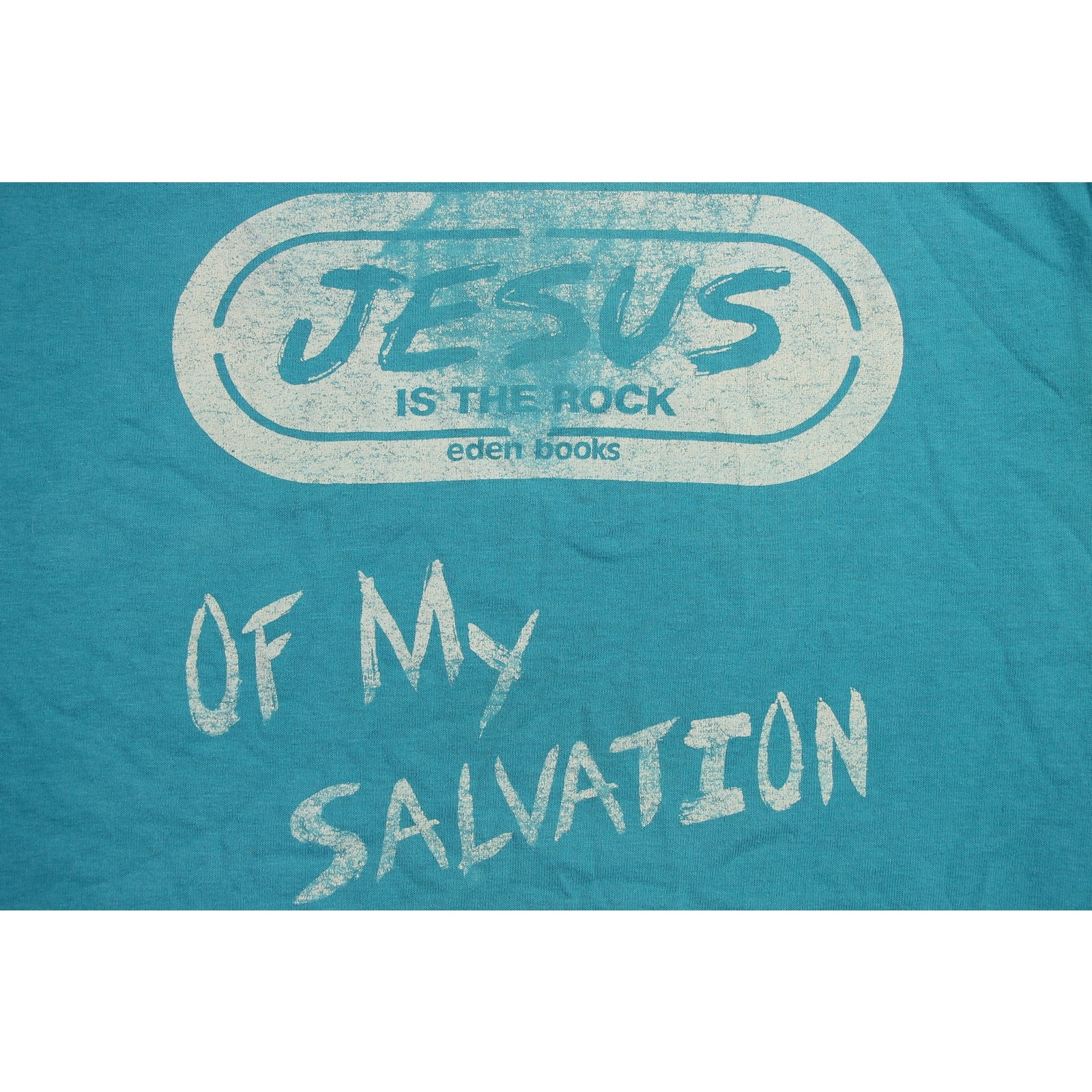 90s Vintage Jesus Is The Rock Of My Salvation Eden Books Tee T Shirt