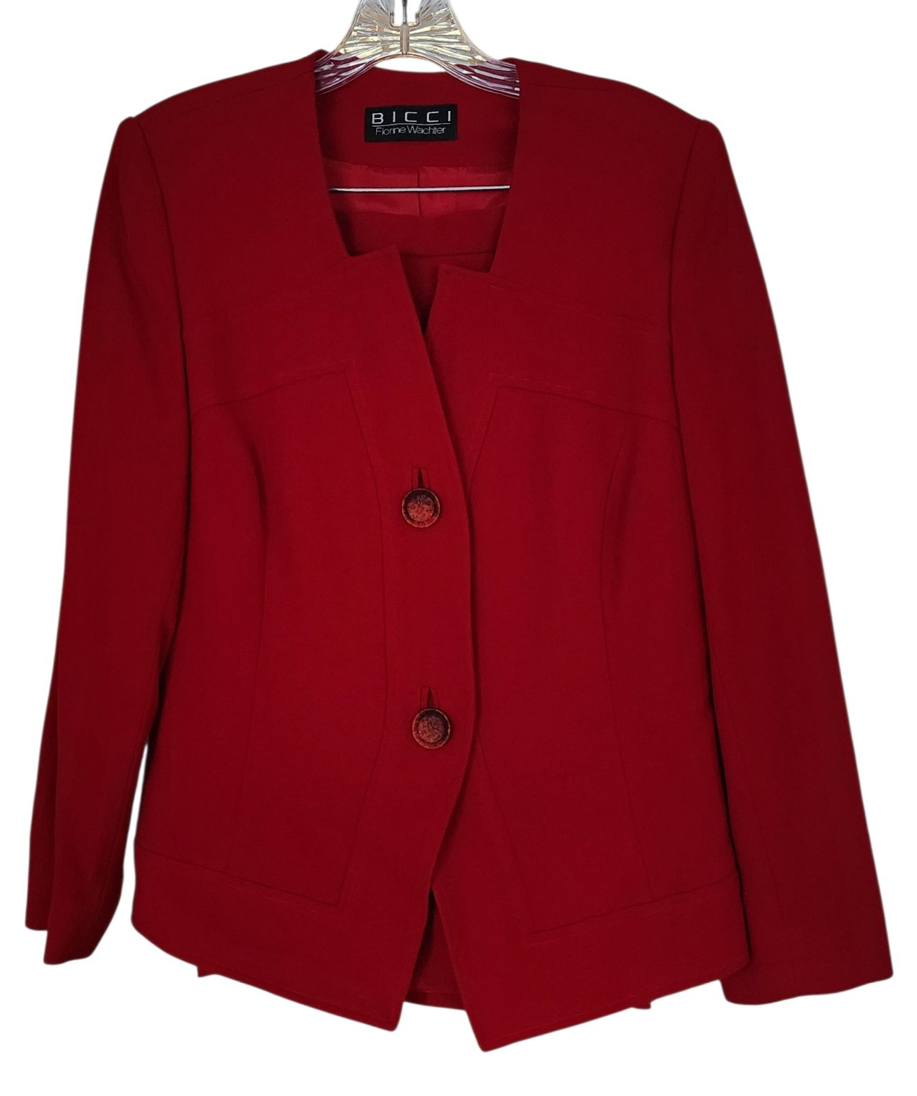 Bicci by Florine Wachter Red 100% Wool Skirt Suit Set Made in USA Size 12