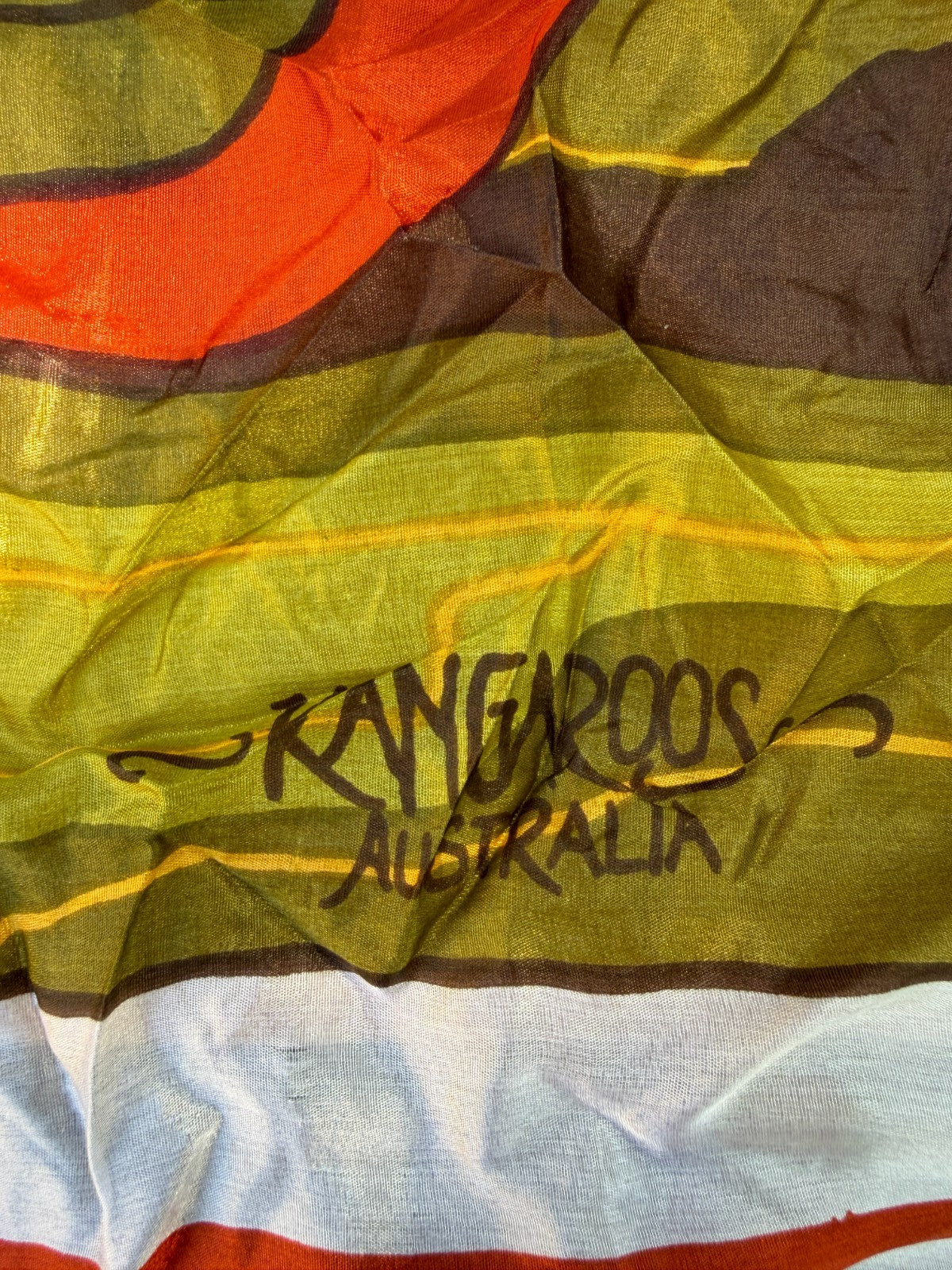 Vintage Scarf Silk Citer Koala Kollection Kangaroo Family in Bush Sunset 30″x31″
