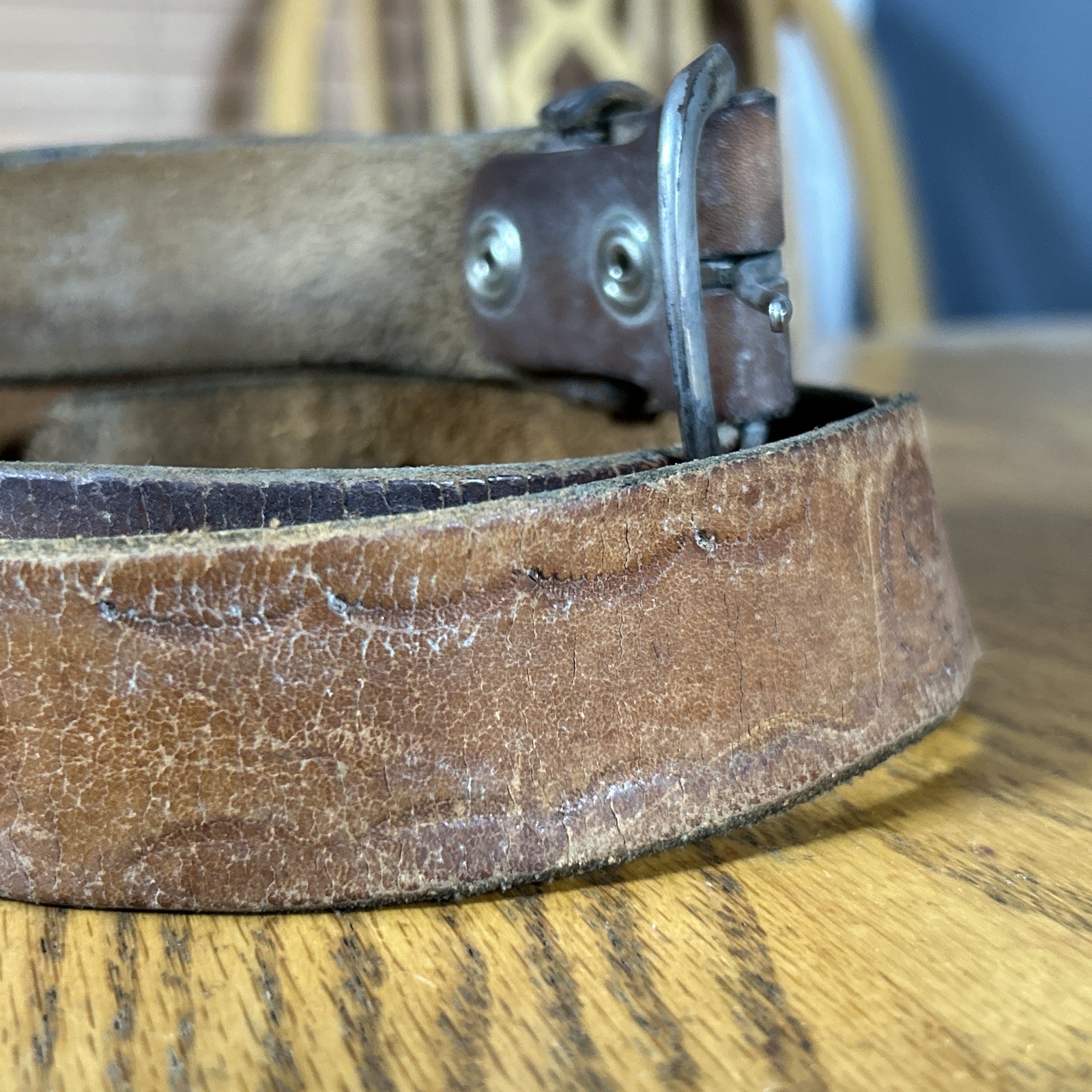 Vintage Ruger Tooled Leather Belt Thrashed Western Style Snowmobile 41.5″ 70s-80