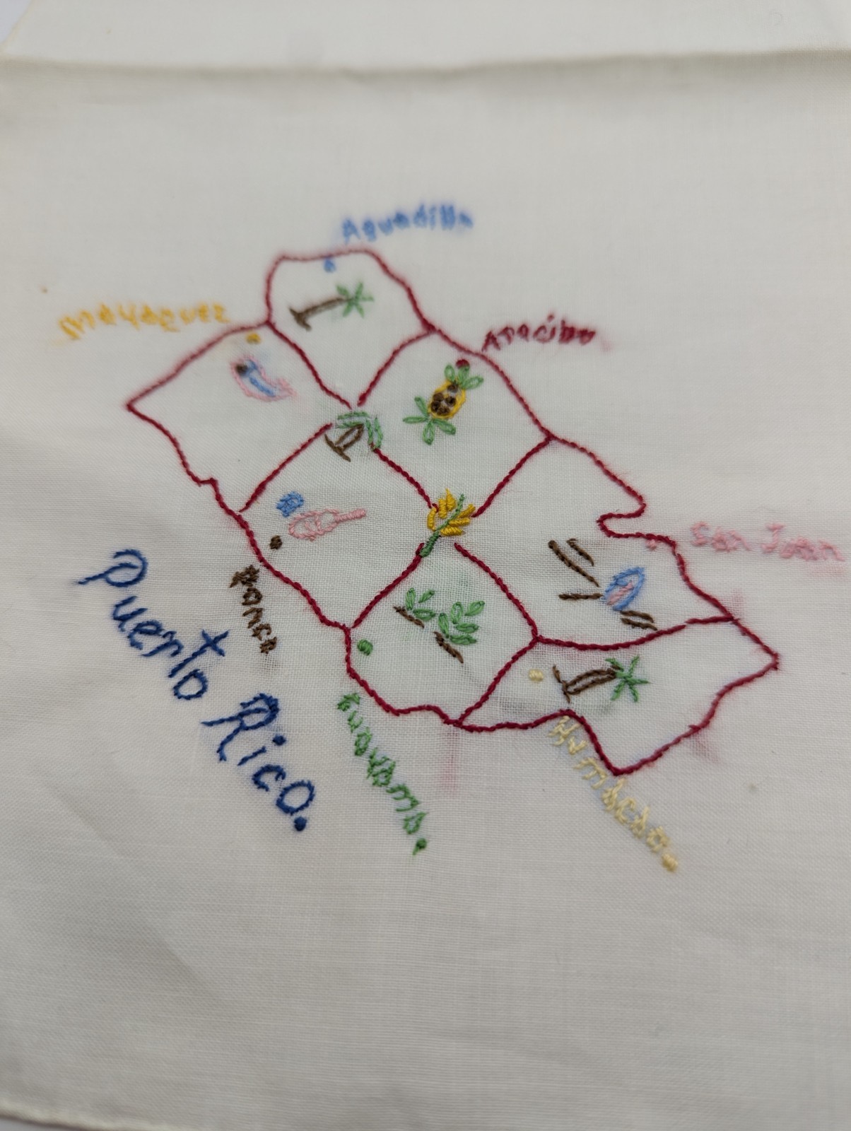 Vintage Souvenir Puerto Rico Handkerchief 12 x 12 Excellent Condition