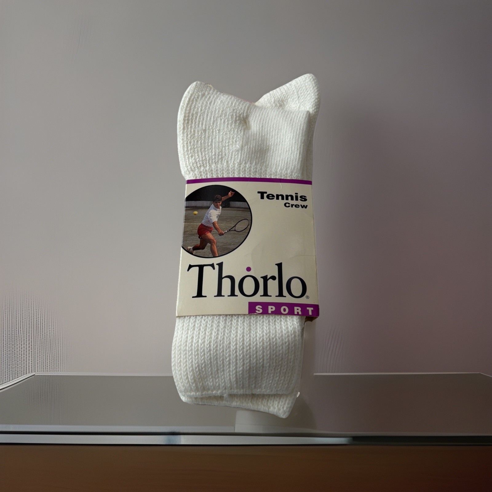 VTG Thorlo Sports Tennis Crew Socks TMX-13 White 8.5-12.5 Acrylic USA Made.