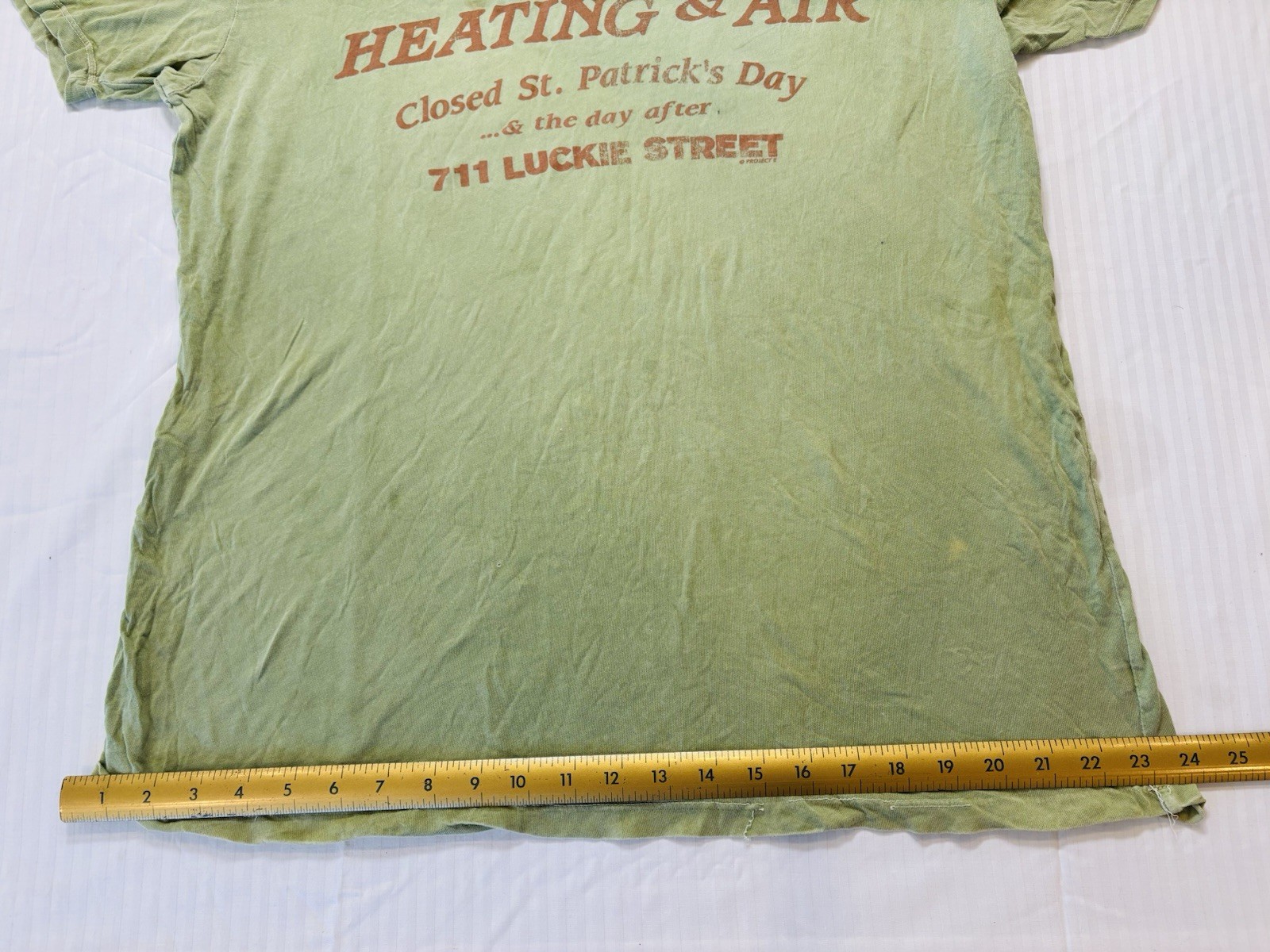 vintage ST PATRICKS IRISH O’Briens Heating & Air SHAMROCK GREEN t-shirt LARGE L