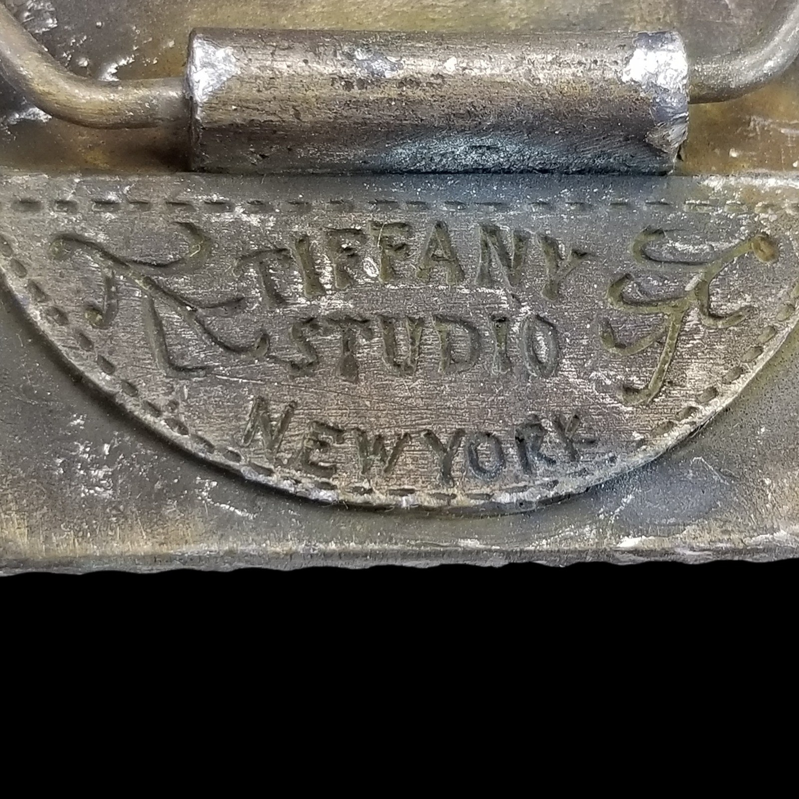 Vintage Pharmacy Stamp Belt Buckle Tiffany Studio New York Brass