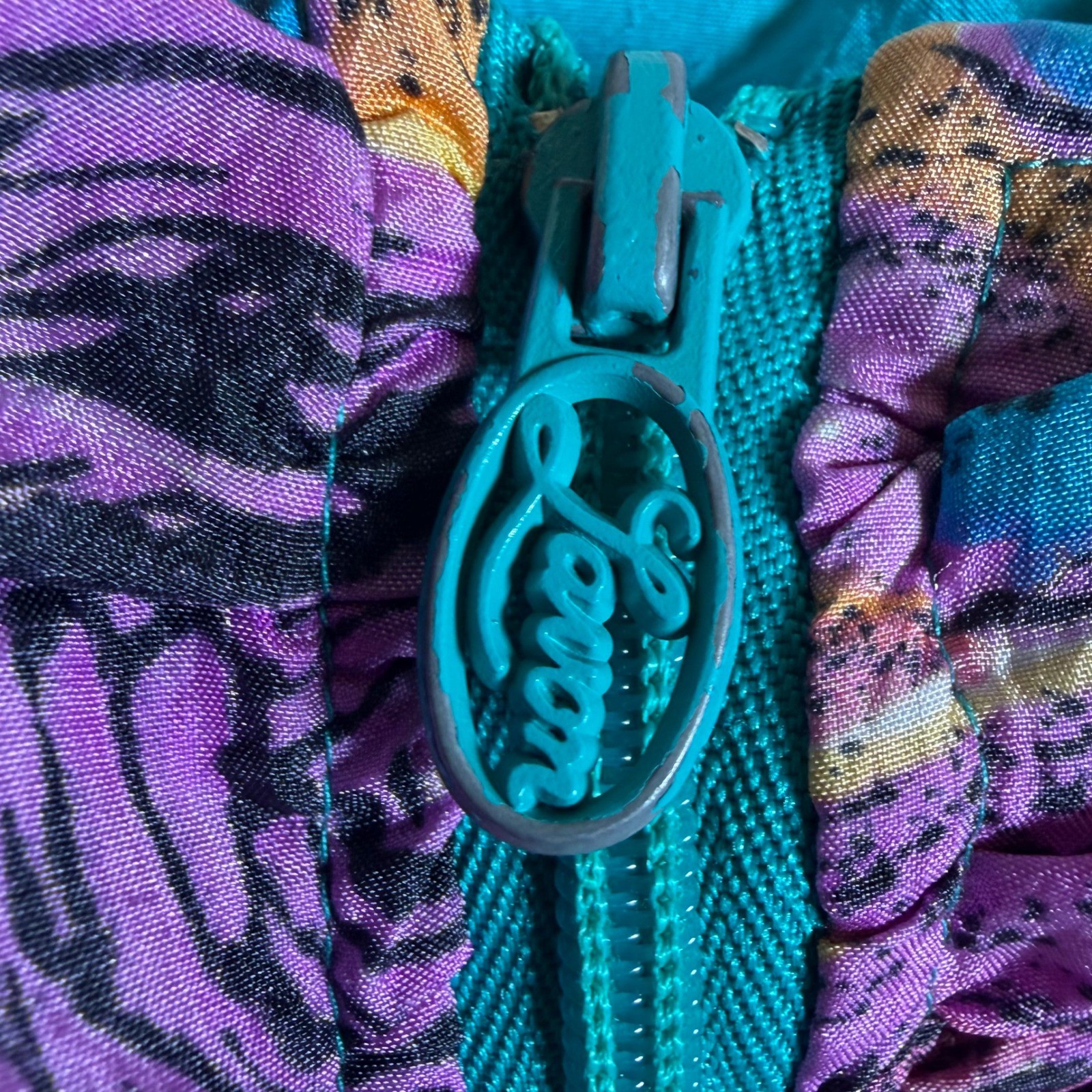 Vintage Lavon Abstract Print Windbreaker Jacket Purple Teal Large 80s 90s Retro