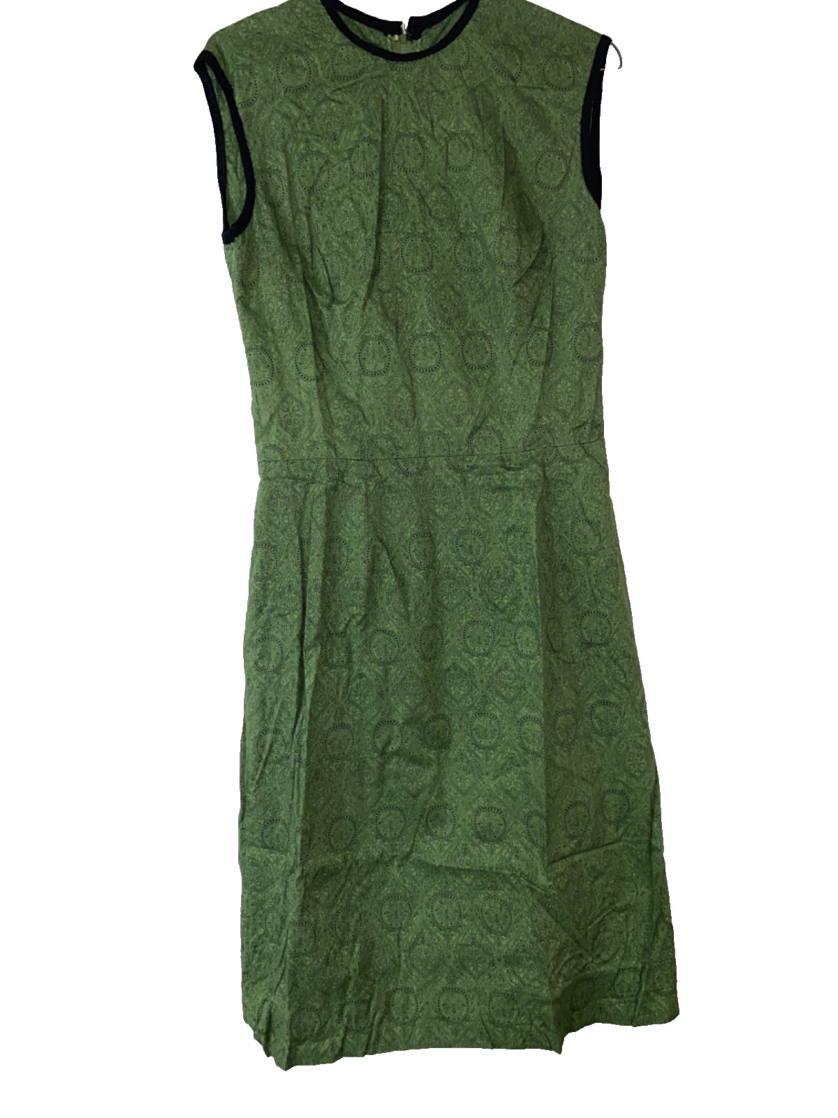 Vintage Style 1950s Women Dress Summer Cotton Green Paisley, Size Small/Medium