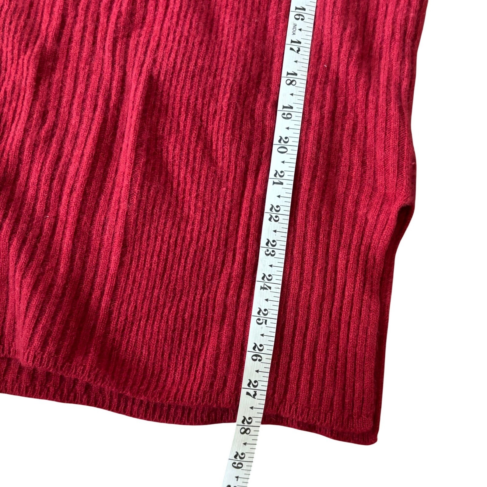 Vtg 90s Wainscott Lambswool Angora Oversized Turtleneck Sweater Sz M Red