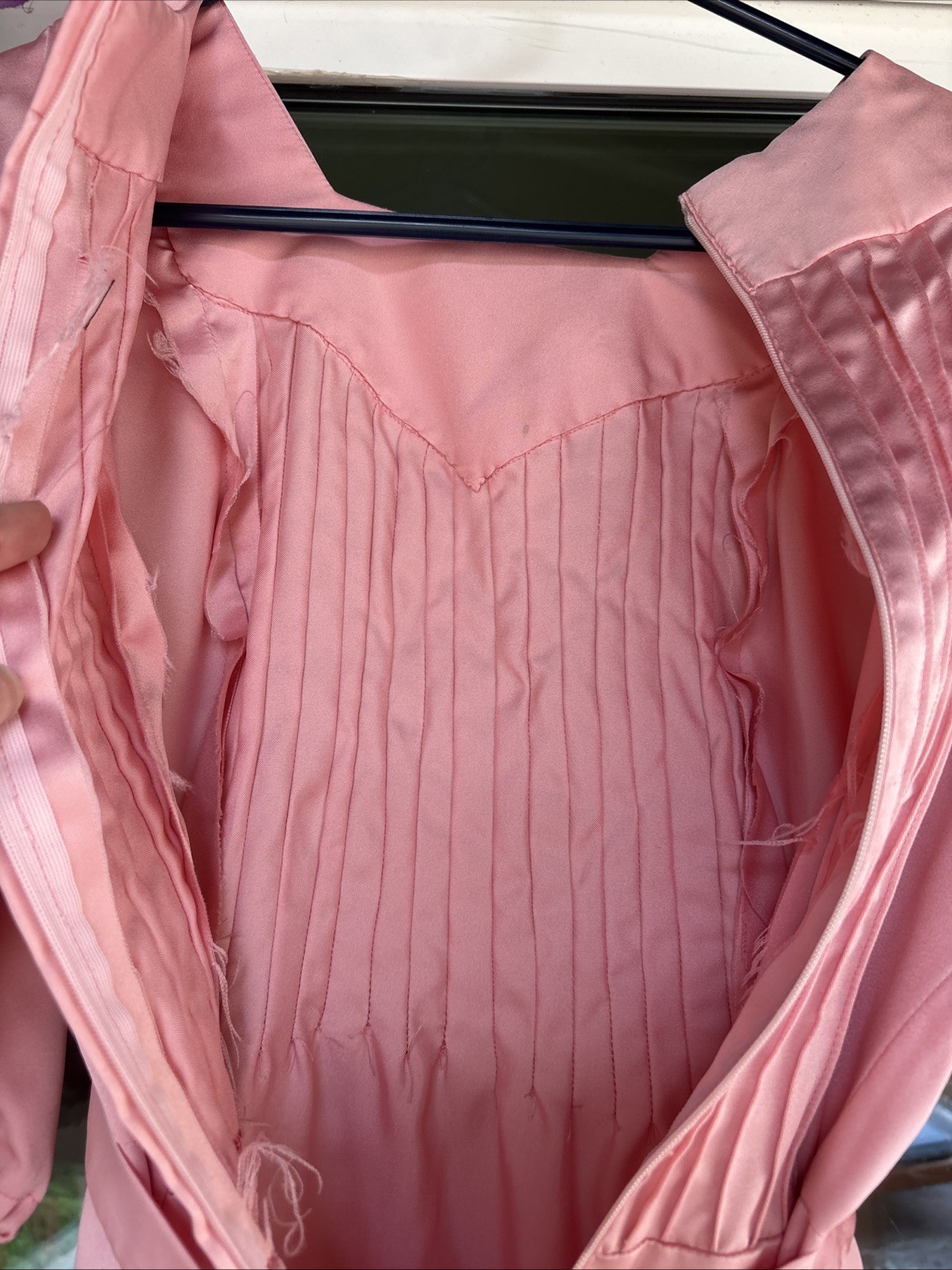 Vintage Handmade Satin Pink Tea Party Dress Size Small/Medium Made In USA
