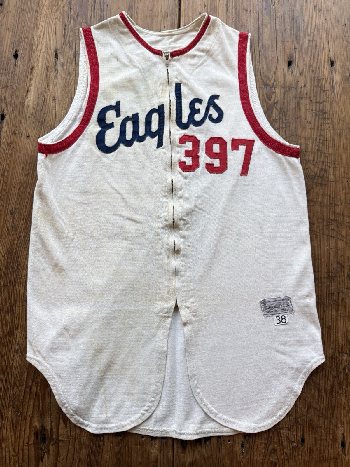 Vintage 1950s Eagles 397 Baseball Uniform Shirt Sleeveless George Meek Co Inc #8