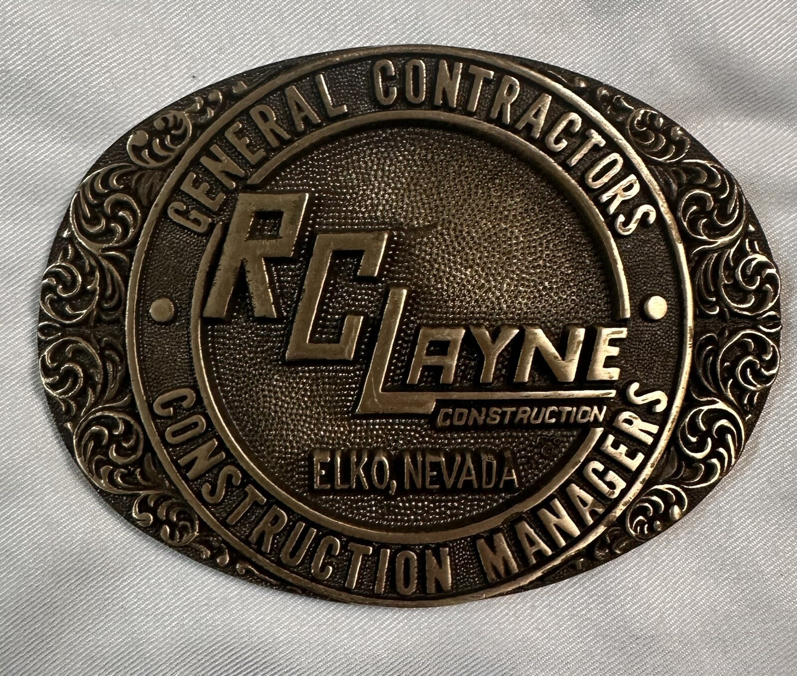 General Contractors Construction Managers Belt Buckle Solid Brass Elko Nevada