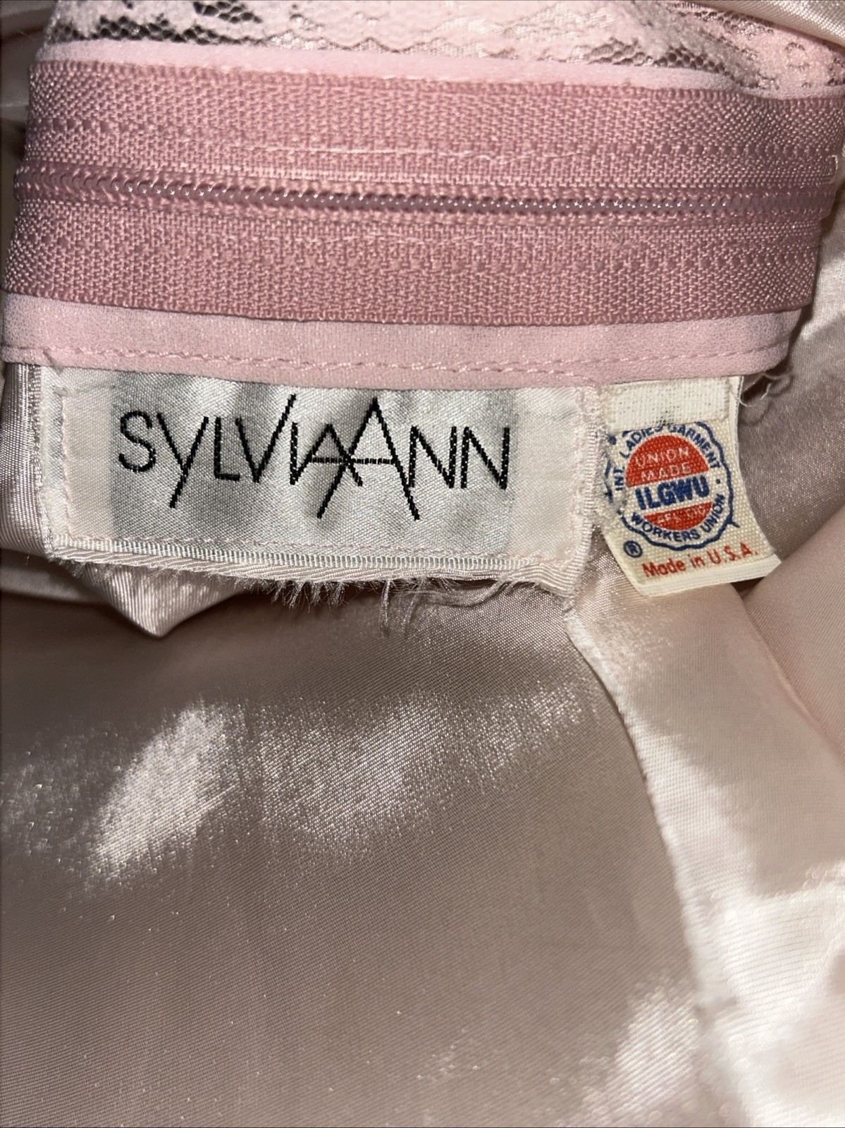 Vintage Sylvia Ann ILGWU Pink Chiffon Drop Waist Party MOB Dress Medium READ