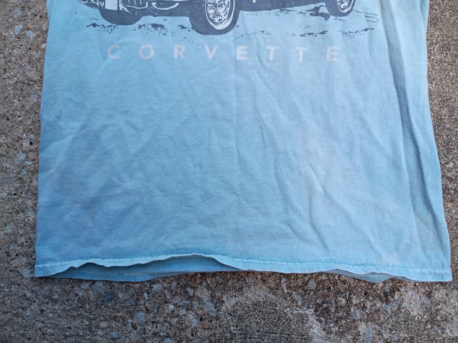VTG Chevy 60s Corvette T-Shirt Light Blue Faded Hybrid Size Small Official GM