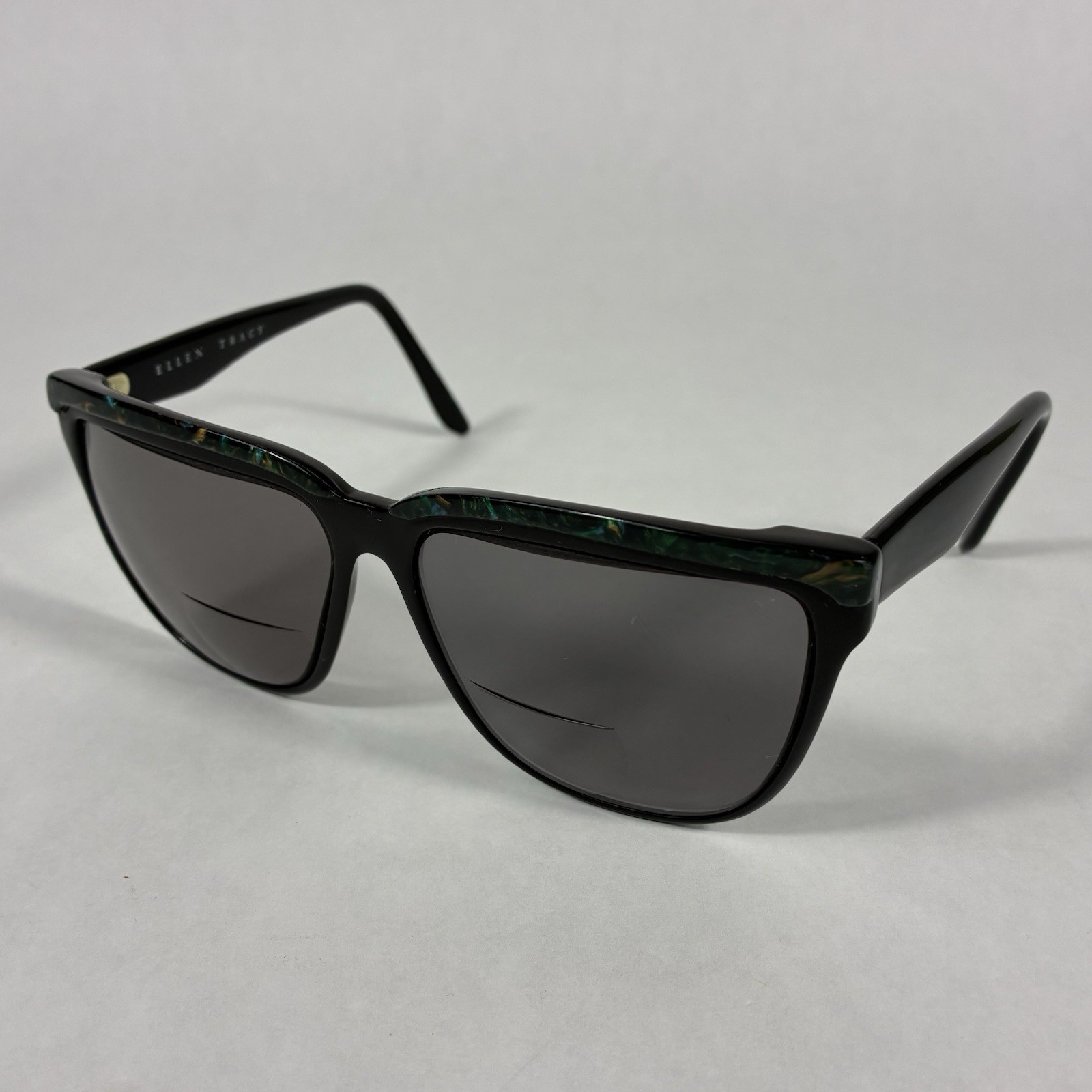 Vintage Ellen Tracy B9-17-3 Sunglassess Black Green Oval Italy FRAMES ONLY