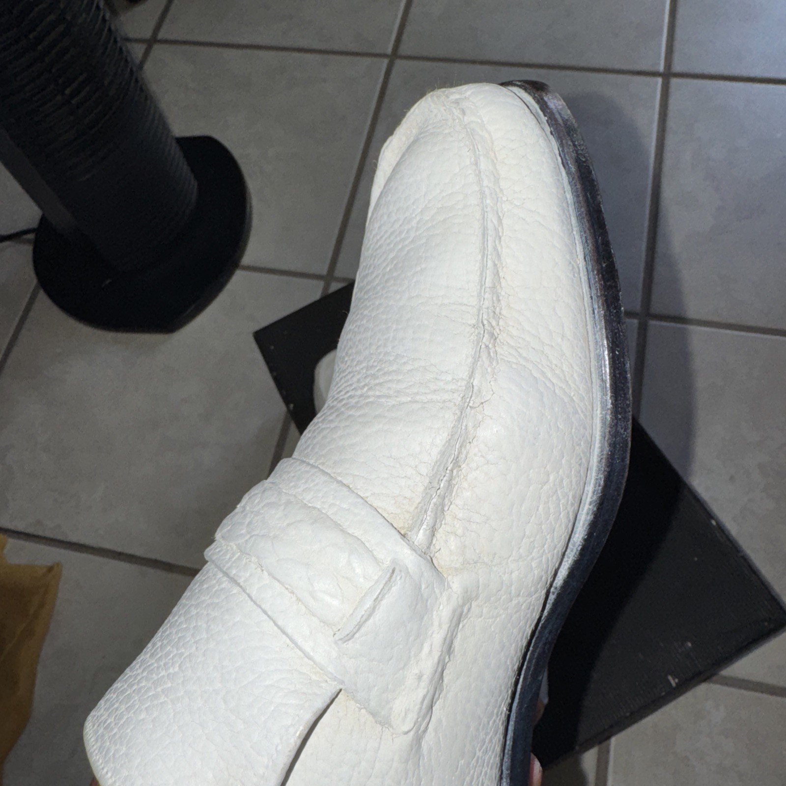 VTG NOS Florsheim Broadmoor White Leather Loafers Moccasin 7.5D 1970s Deadstock