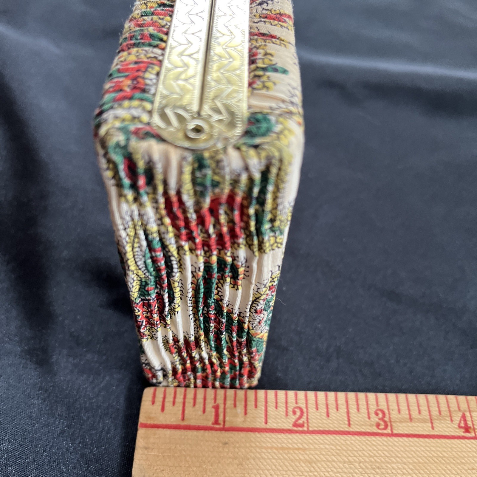Vtg Fabric Trinket Box Bag Japan Playing Card Holder Purse Whimsical Clutch MCM