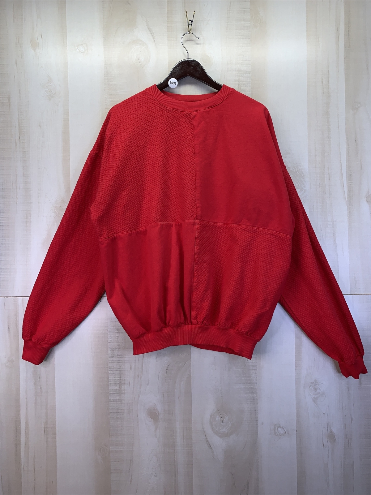 Vintage 1990s Wek the World Mens Textured Red Sweatshirt-8636
