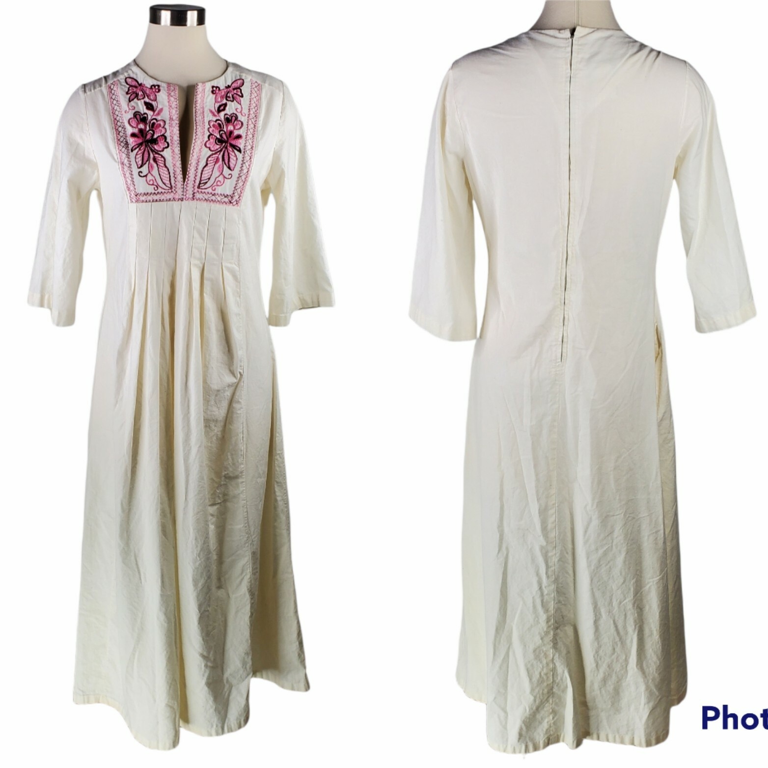 Vintage 60s Womens Small Tiffany Hippie Floral Embroidery Dress 70s
