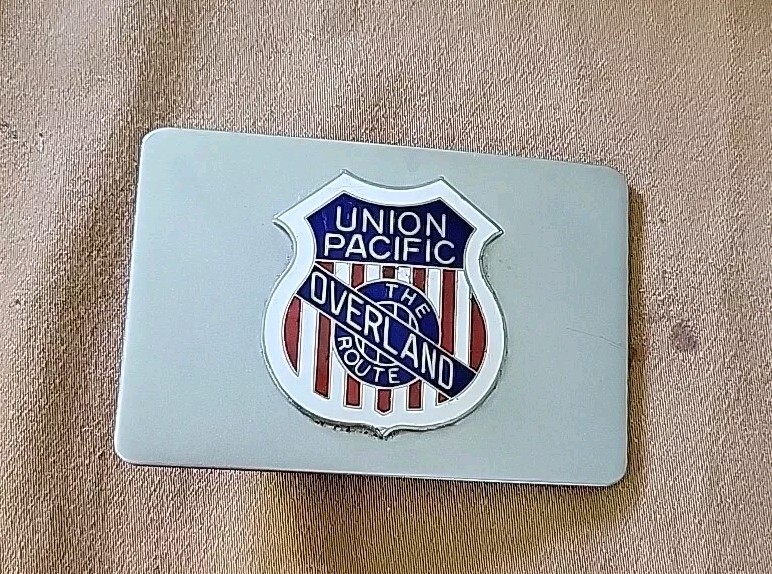 Vintage Union Pacific Railroad The Overland Route Belt Buckle Train Locomotive