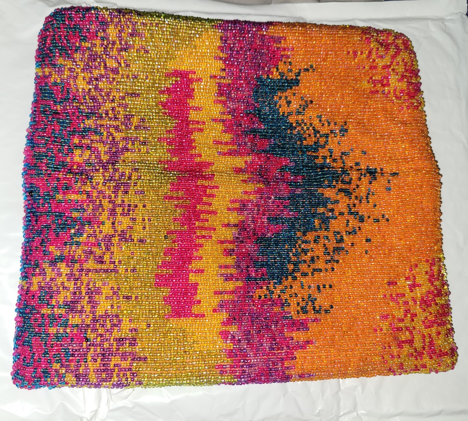 Moyna New York Beaded Clutch Handcrafted Orange Blue Fuchsia Gold Purple