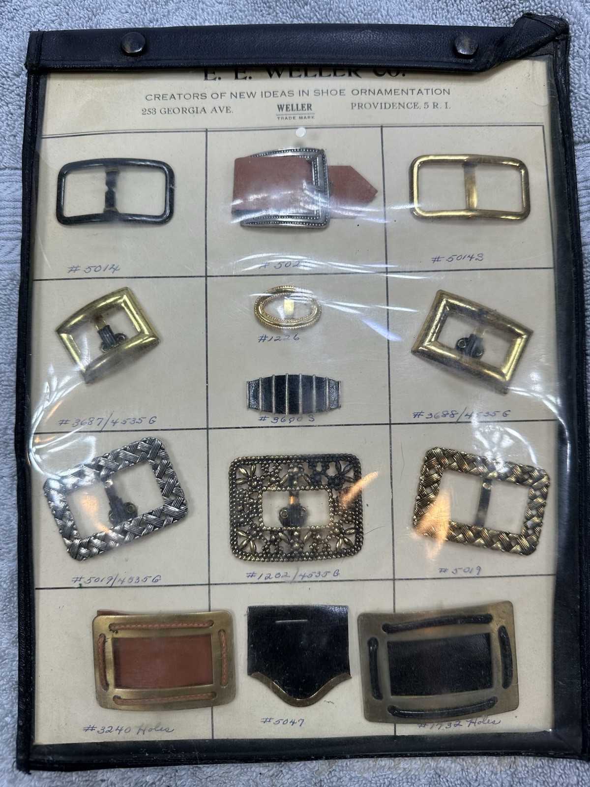 Sample Card Salesman Shoe Buckles Ornamentation E. E. Weller Co Providence RI