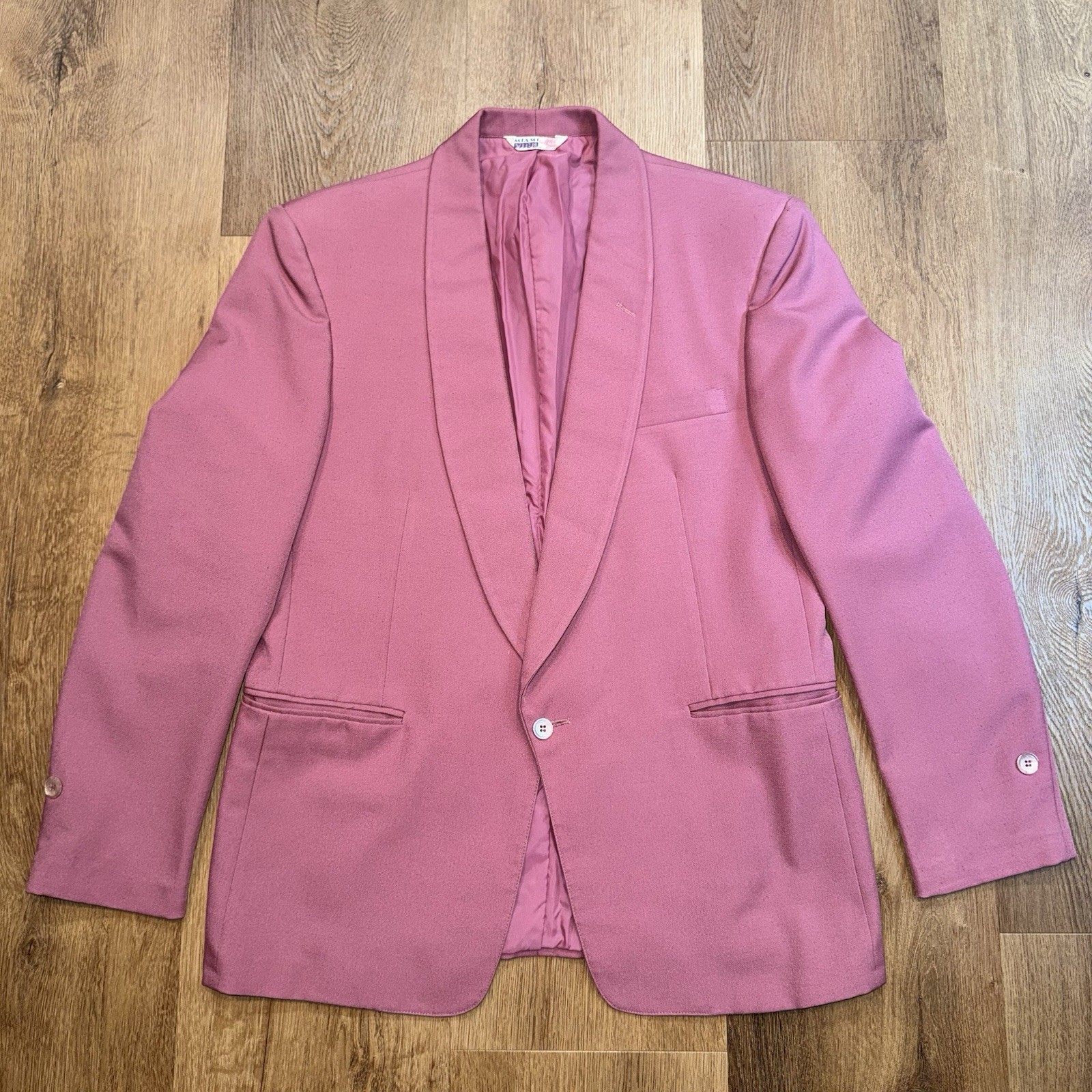 Vintage After Six Miami Vice Jacket Blazer Tuxedo Coat Pink 80s Mens 40 Short