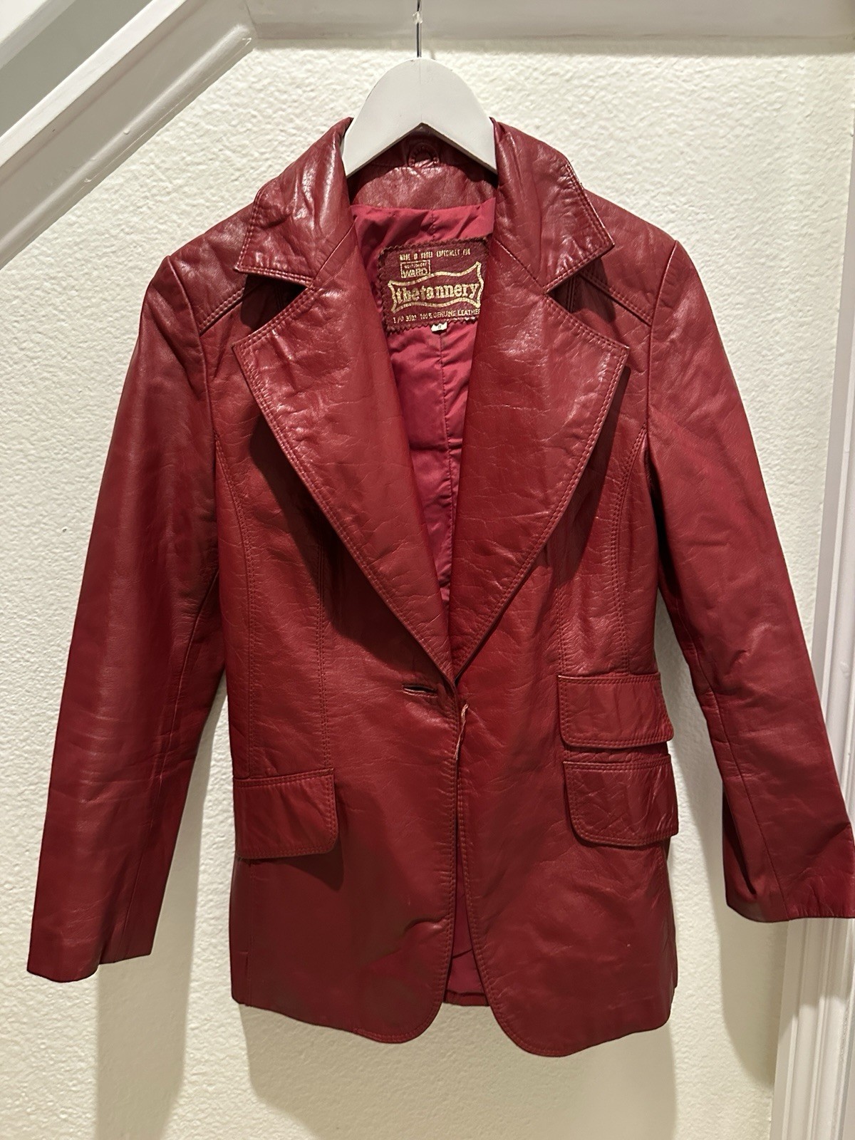 Stunning Rare Vintage Ladies Montgomery Ward Rust Color Leather Jacket Size 7/8